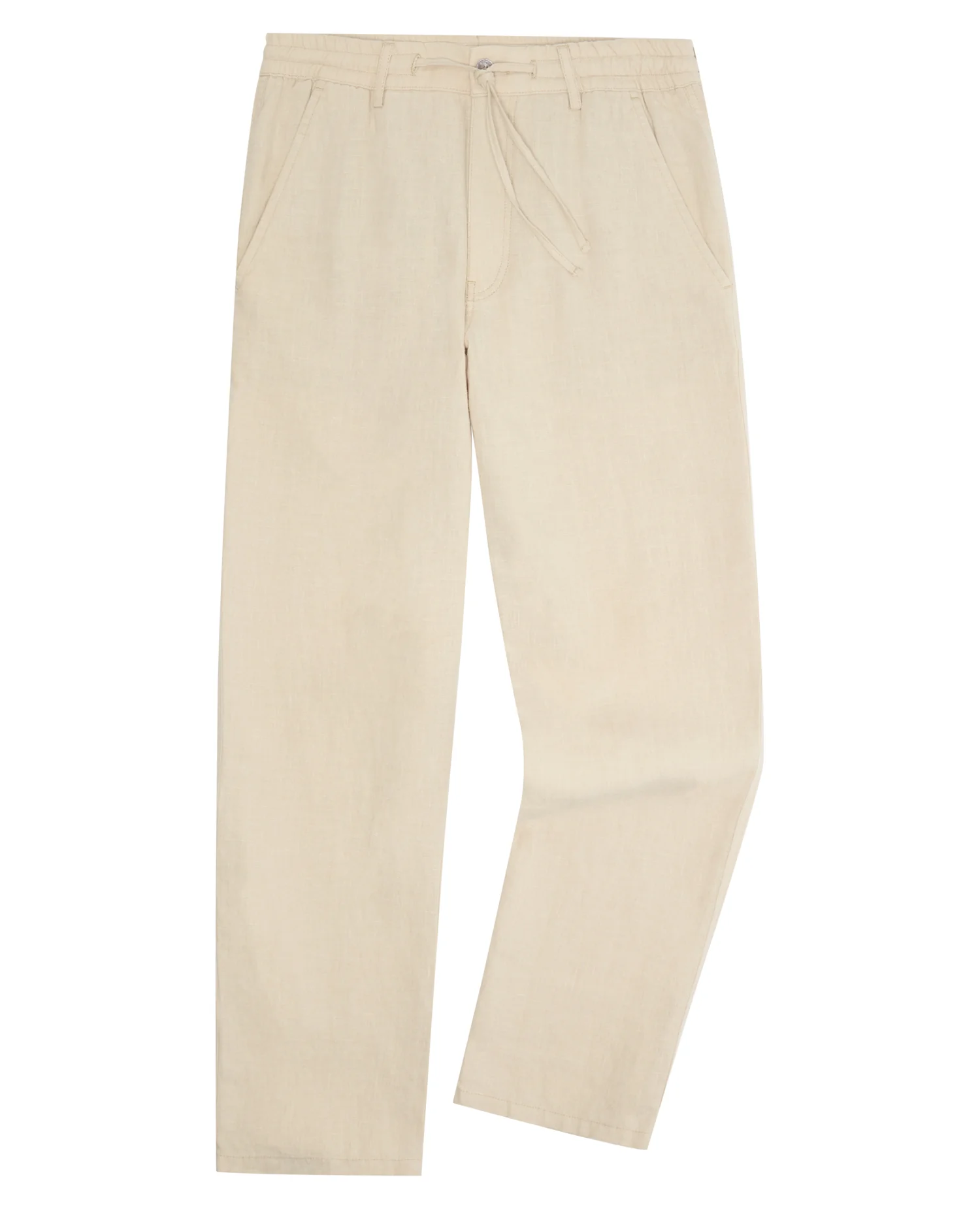 Stone Straight Leg Linen Trousers - Image 6