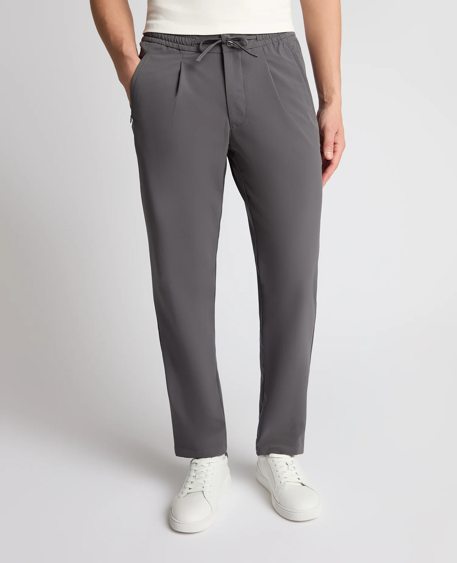 Grey Straight Leg Stretch Trousers