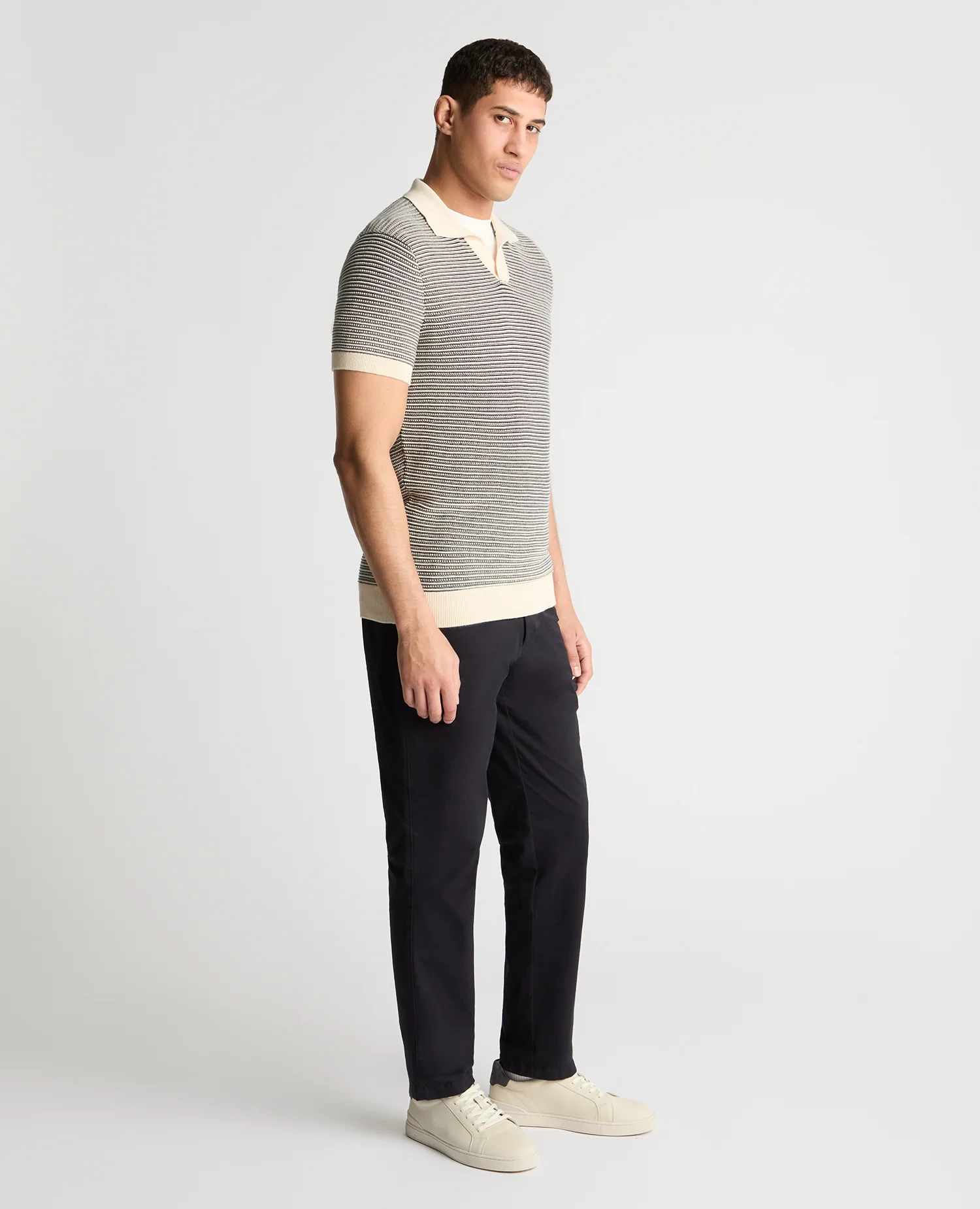 Stripe Knit V-Neck Polo - Image 4
