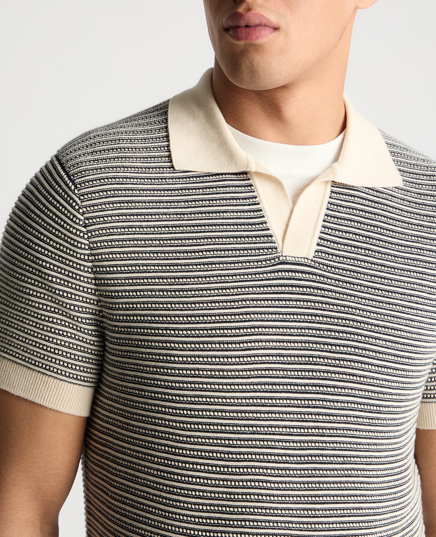 Stripe Knit V-Neck Polo - Image 5
