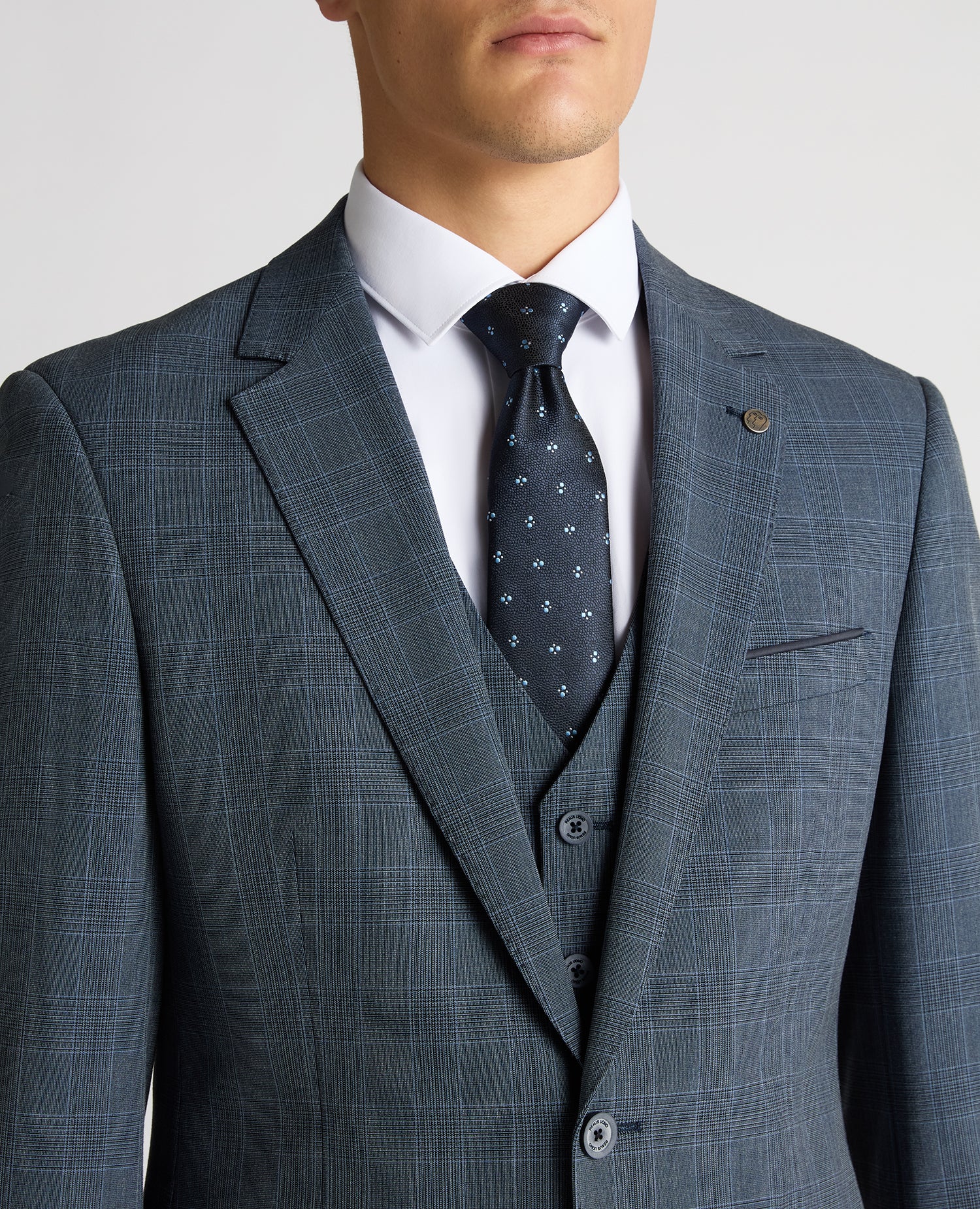 Tapered Fit Checked Stretch Suit Jacket - Image 4