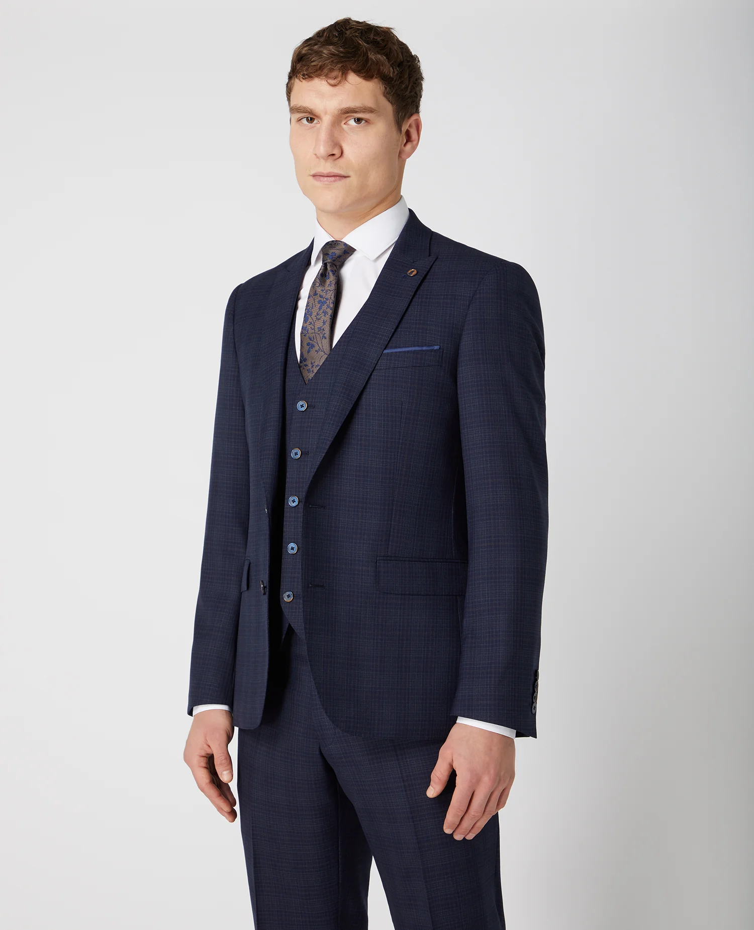 Tapered Fit Checked Wool Rich Mix and Match Suit Jacket