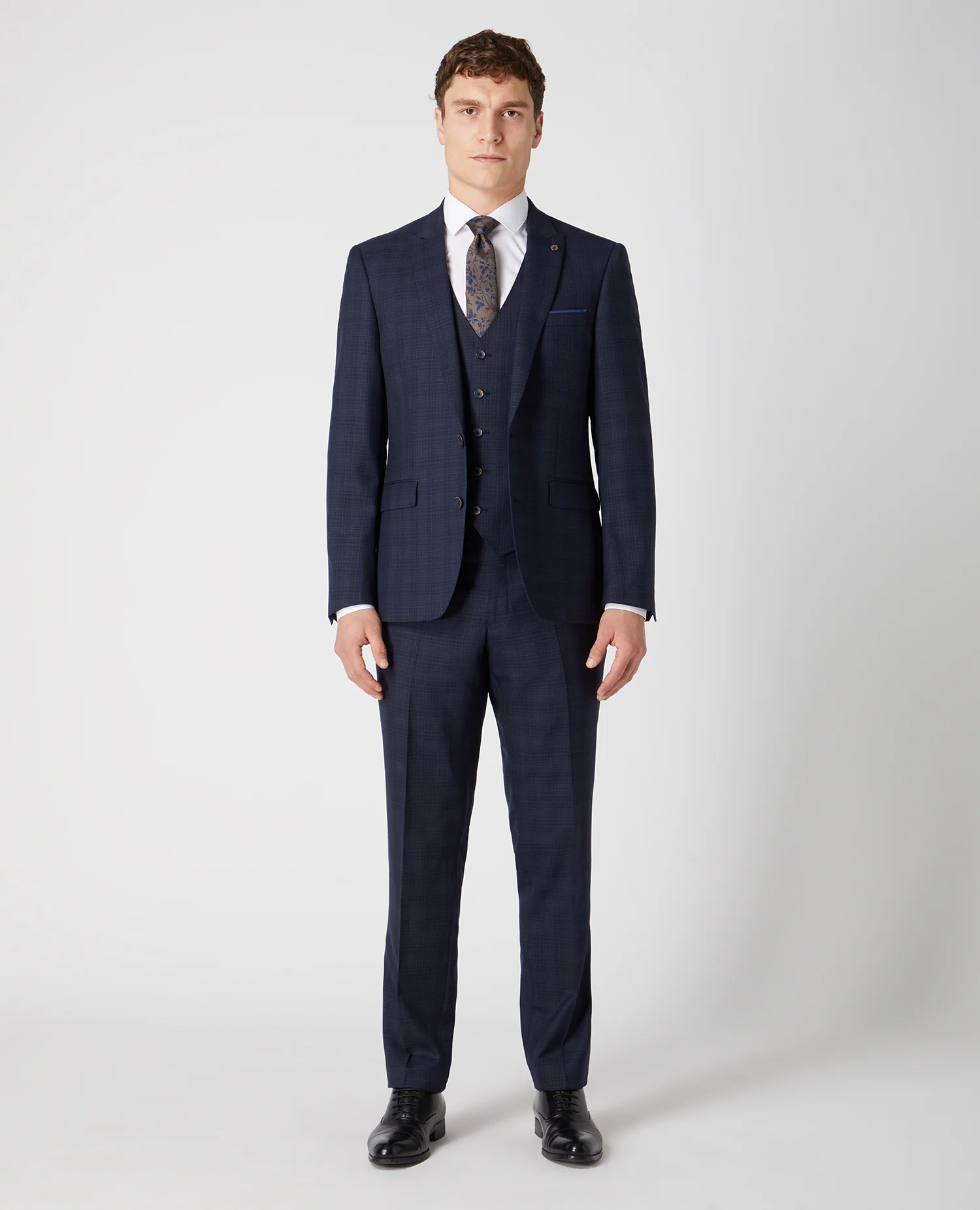 Tapered Fit Checked Wool Rich Mix and Match Suit Jacket - Image 2