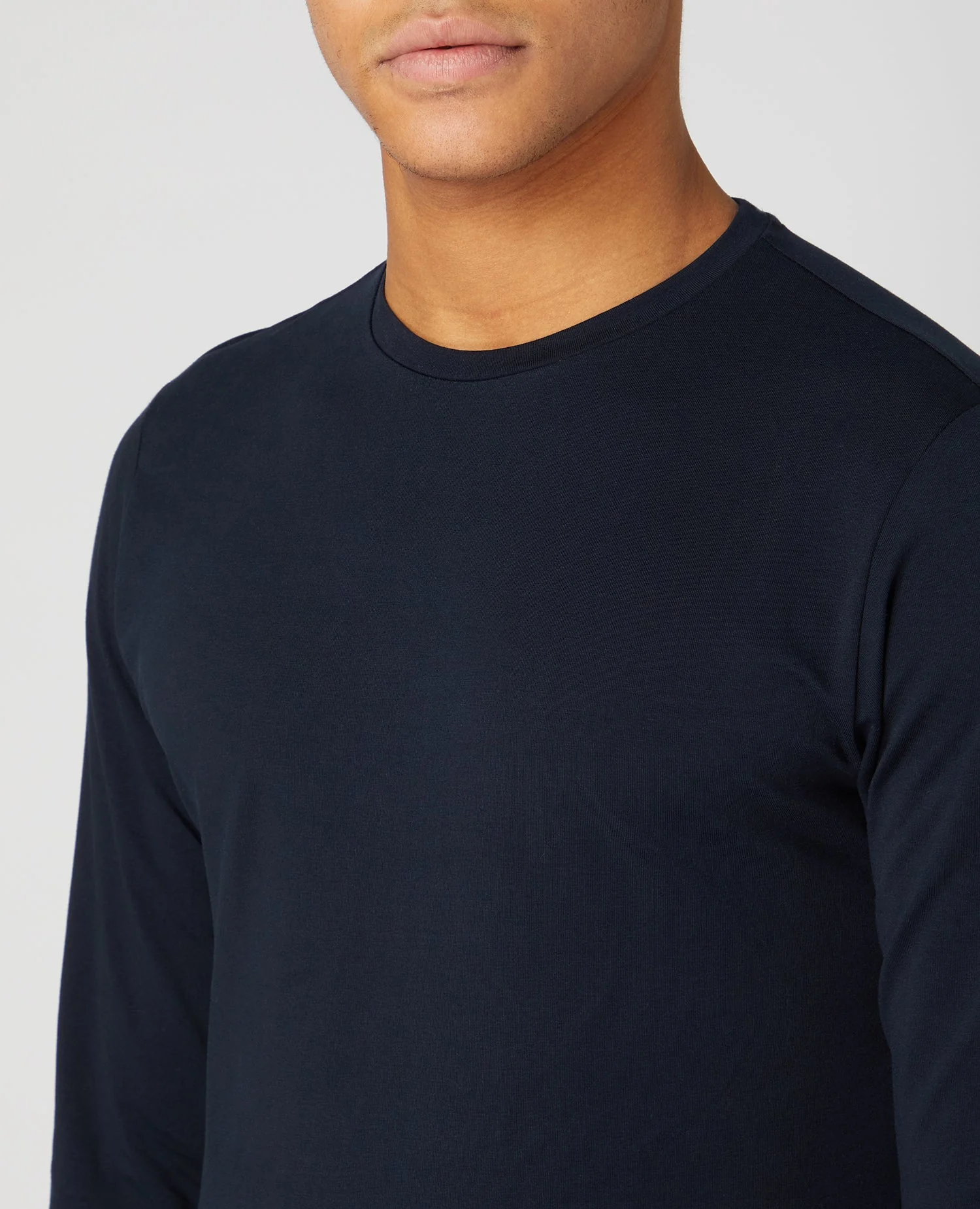 Tapered Fit Cotton-Stretch Long Sleeve T-Shirt - Image 4