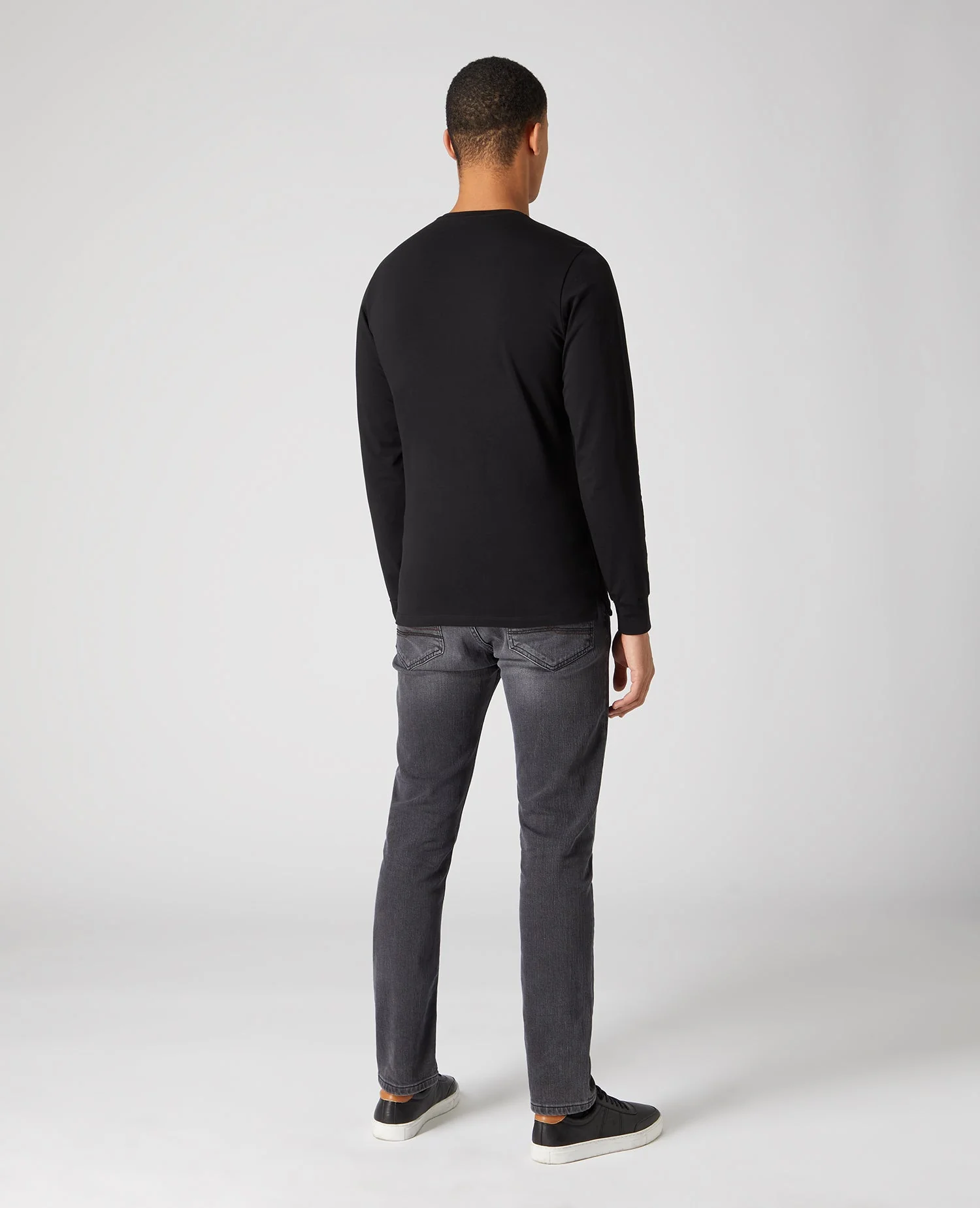 Tapered Fit Cotton-Stretch Long Sleeve T-Shirt - Image 3
