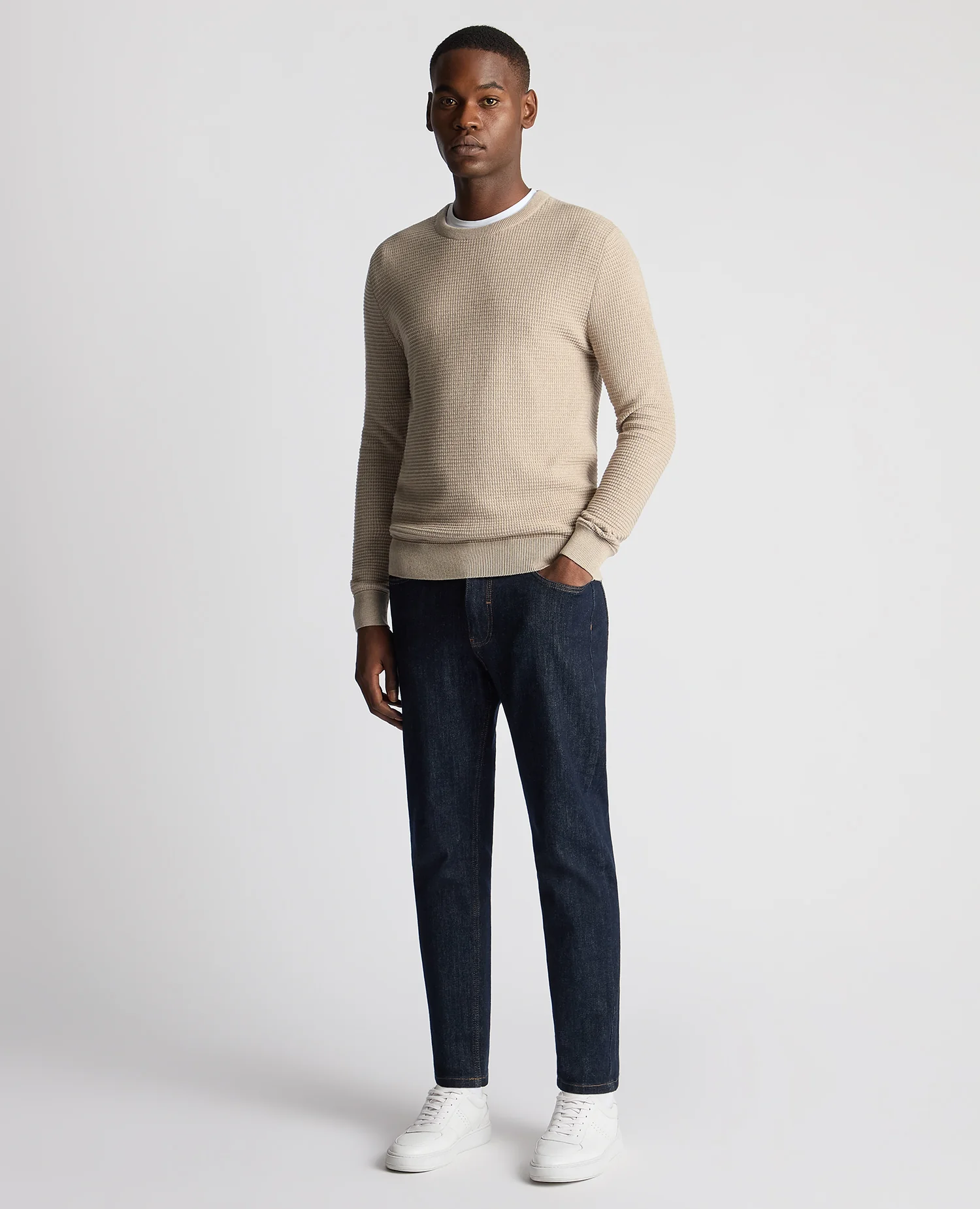 Tapered Fit Cotton Crew Neck Sweater - Image 2