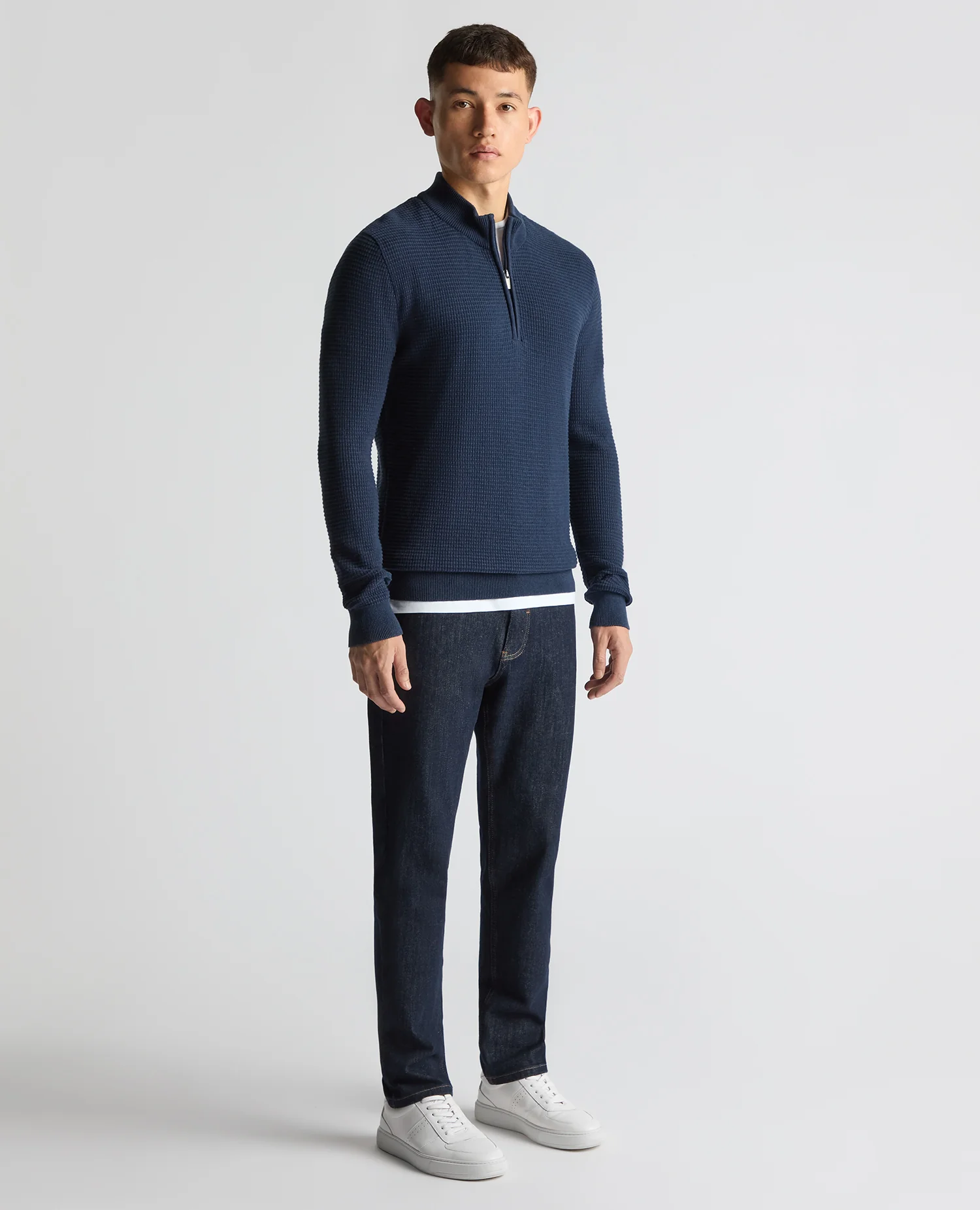 Tapered Fit Cotton Half Zip Sweater - Image 2