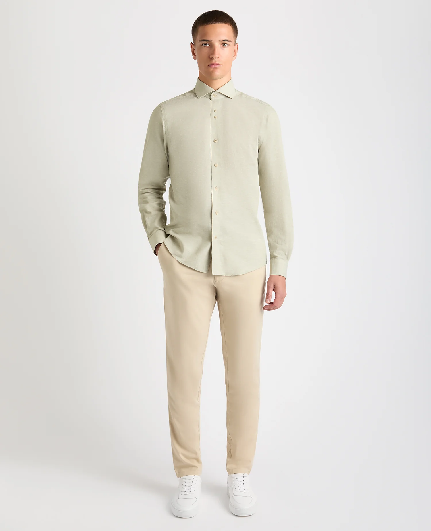 Tapered Fit Cotton-Linen Blend Shirt - Image 2