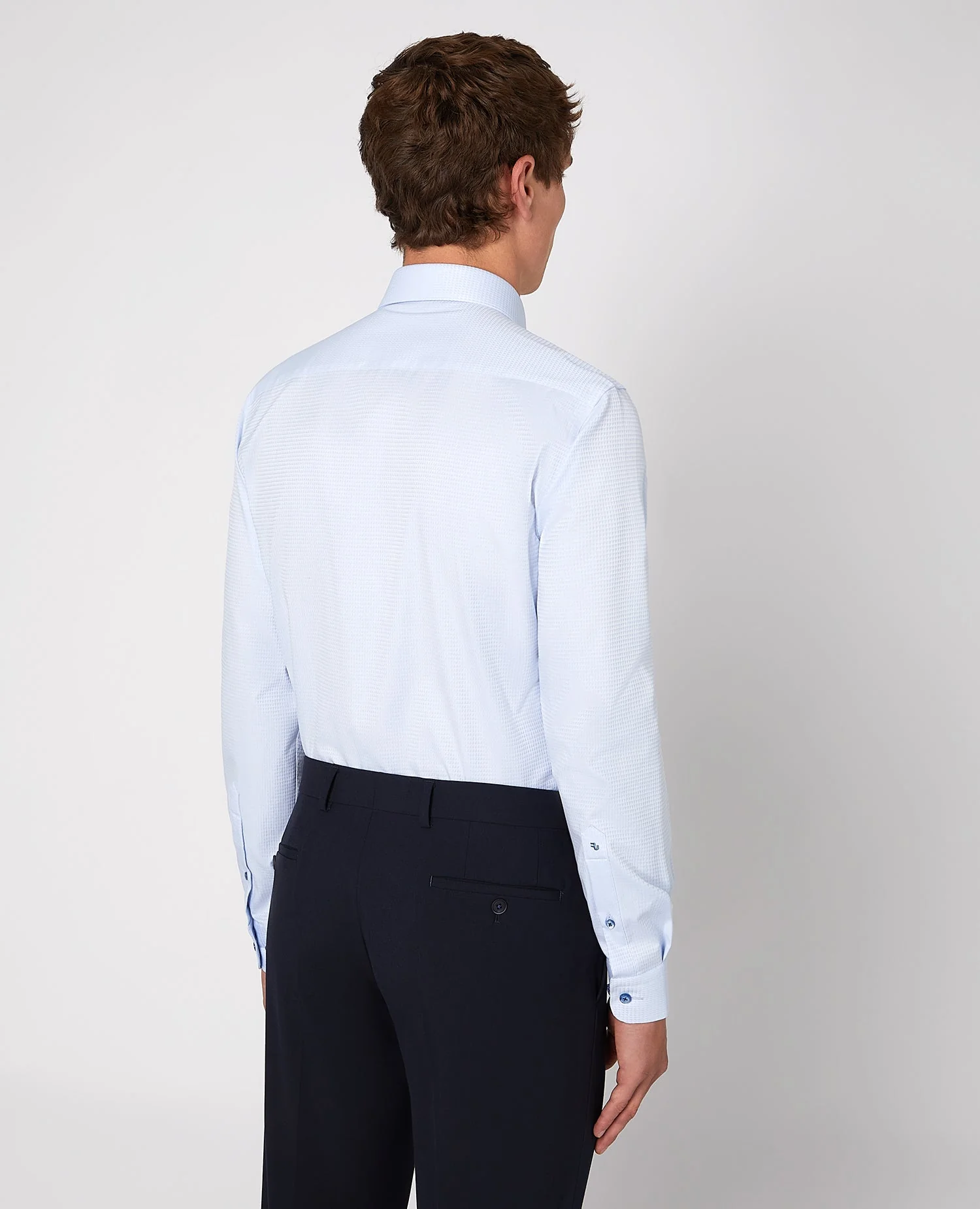 Tapered Fit Cotton Contrast Collar Shirt - Image 3