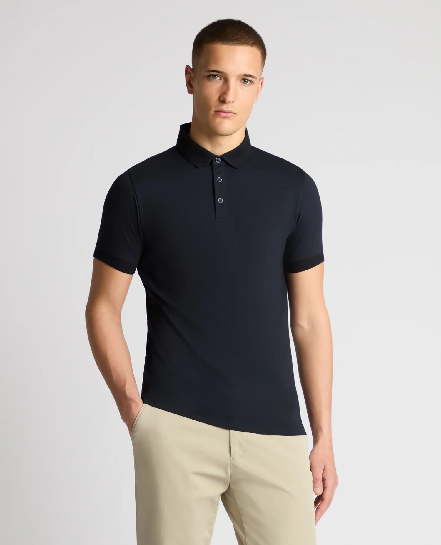 Tapered Fit Cotton-Stretch Polo Shirt - Image 6