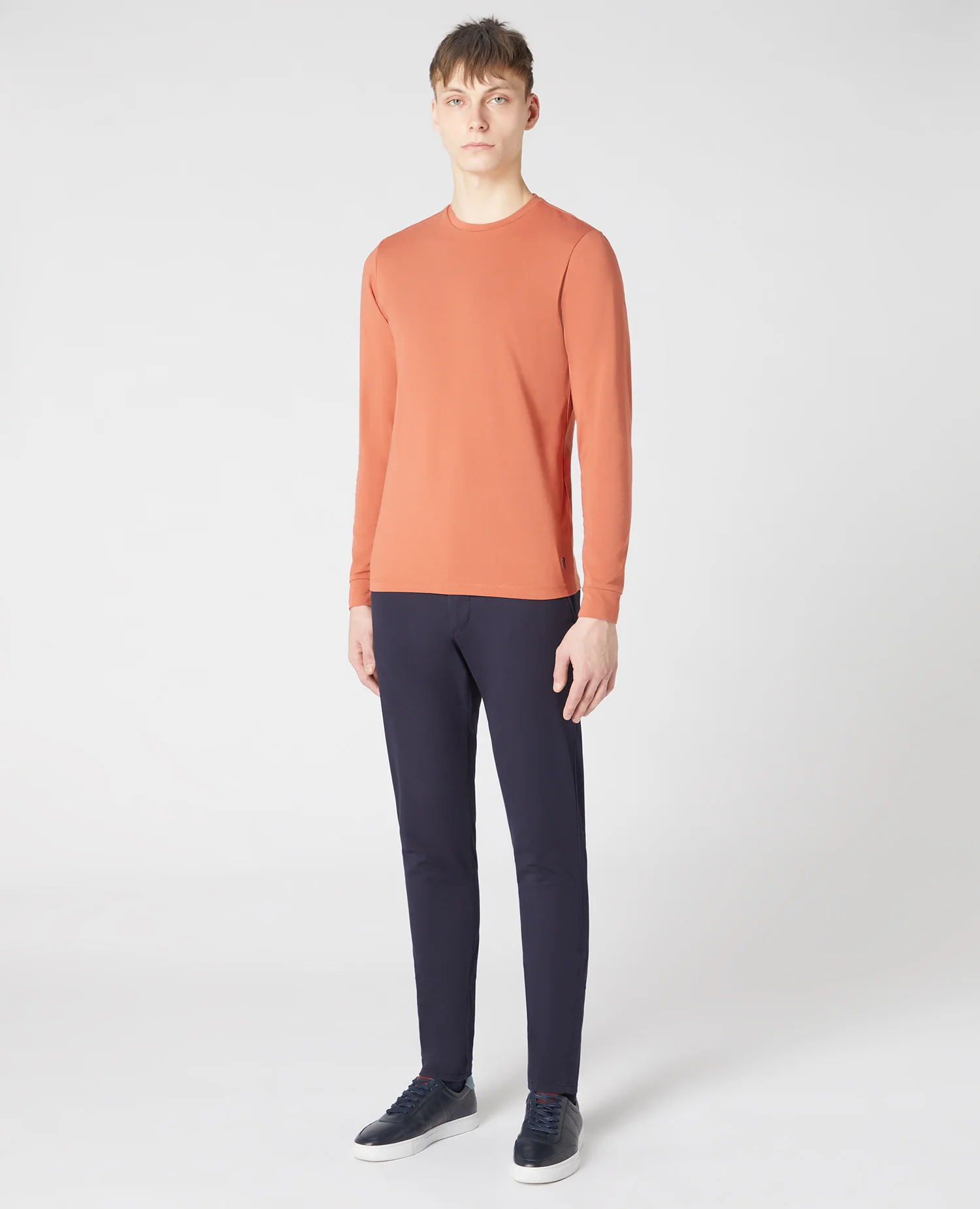 Tapered Fit Cotton-Stretch Long Sleeve T-Shirt - Image 2