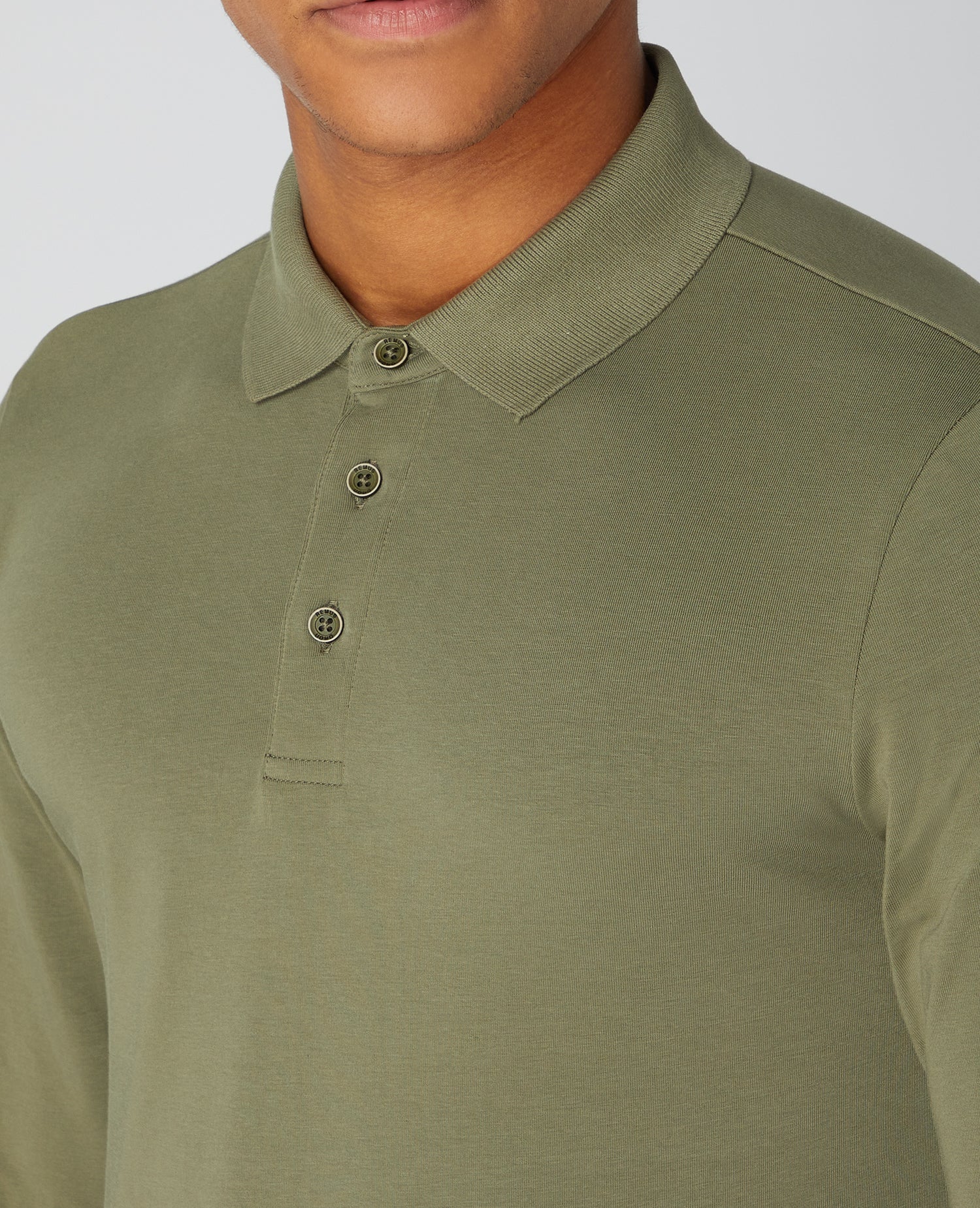 Tapered Fit Cotton-Stretch Long-sleeve Polo Shirt - Image 4