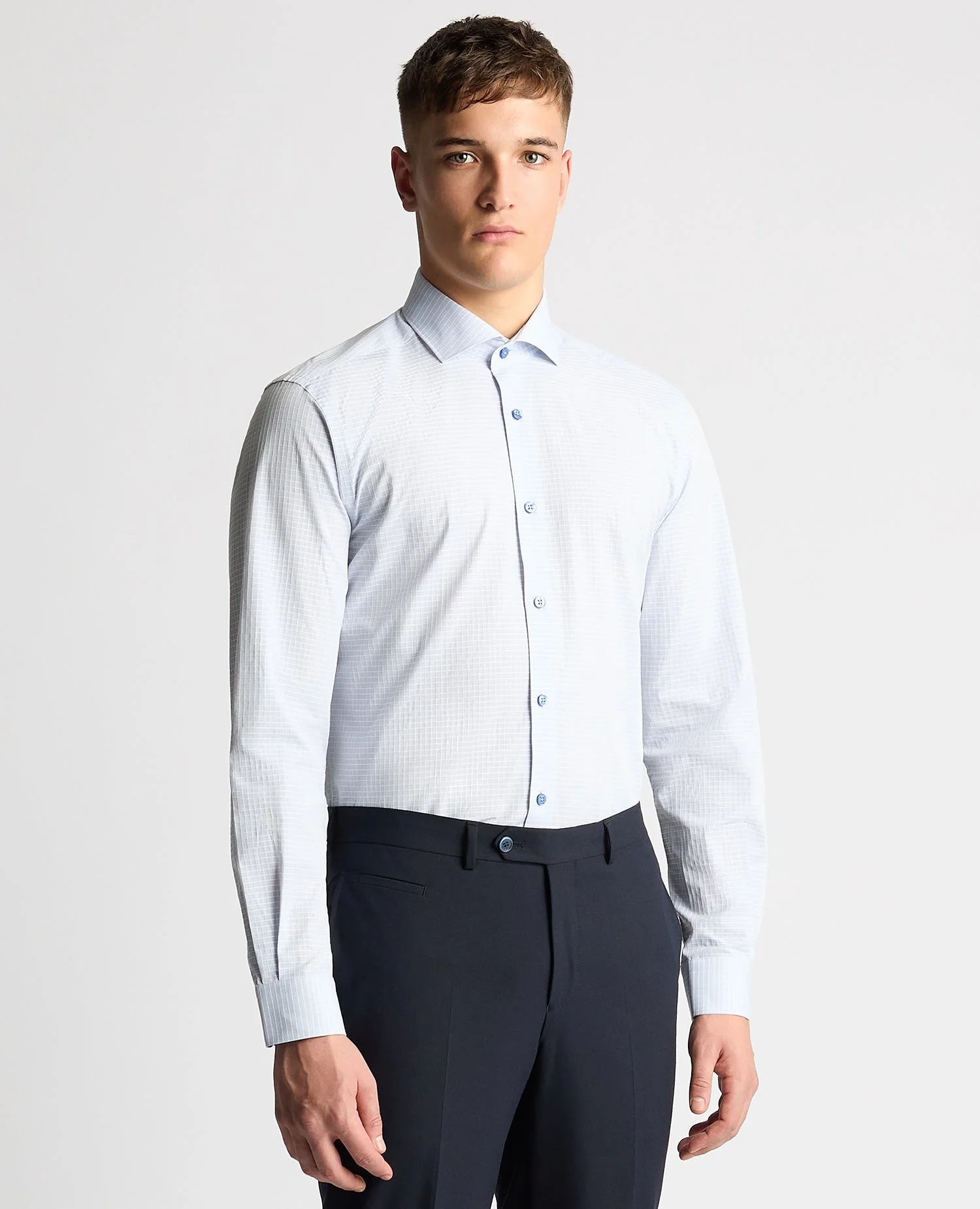 Tapered Fit Jacquard Cotton Shirt