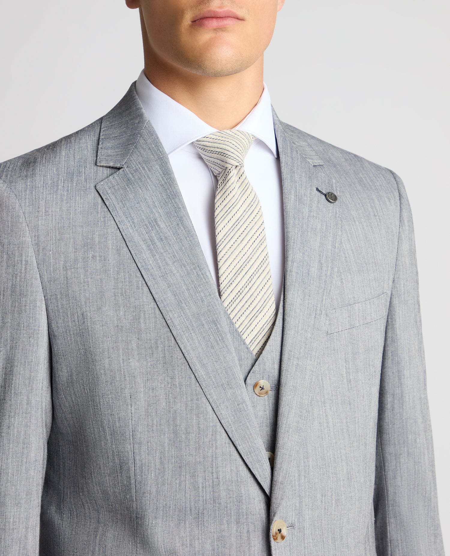 Tapered Fit Linen-Blend Stretch Suit - Image 4