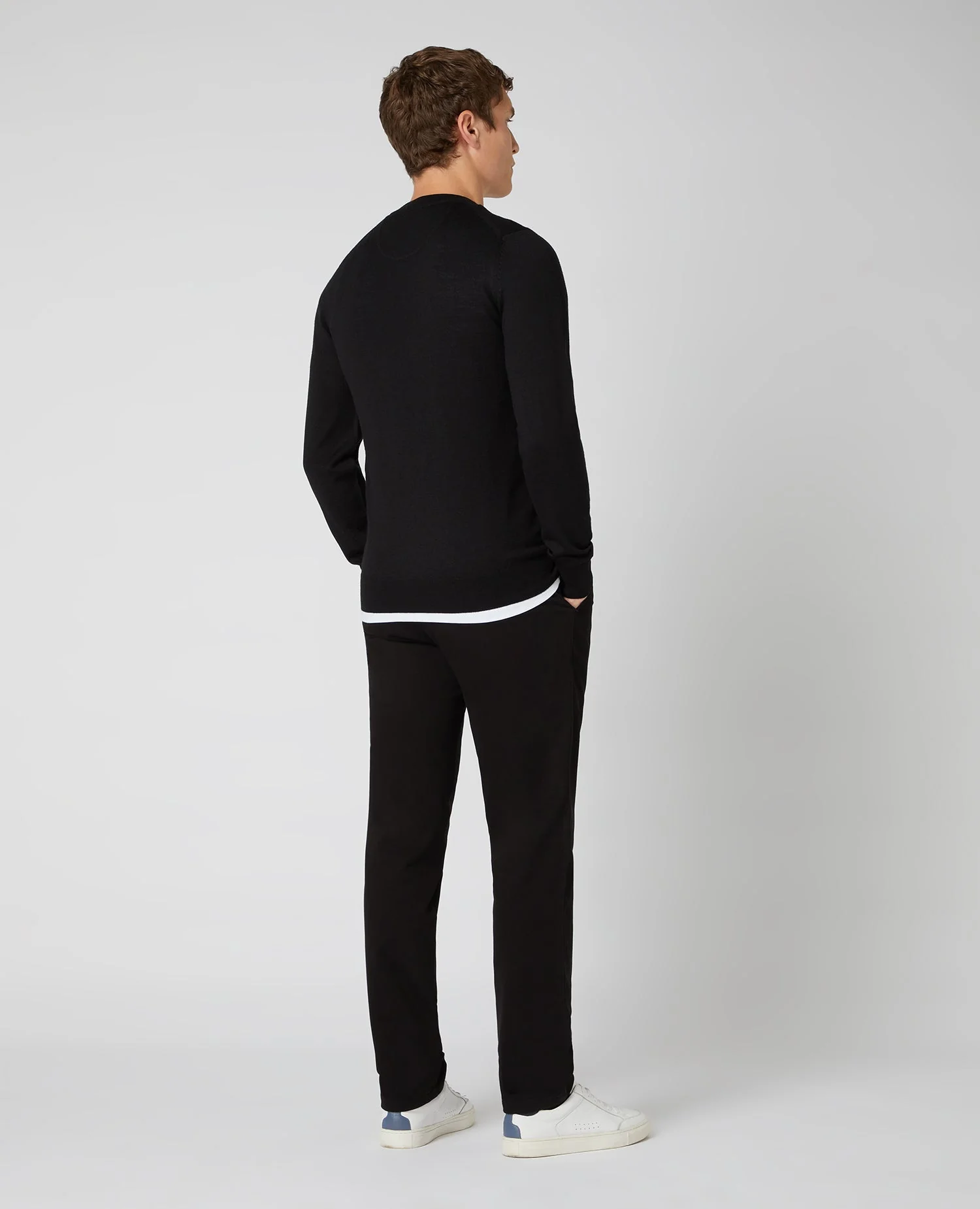 Tapered Fit Merino Wool-Blend Crew Neck Sweater - Image 3