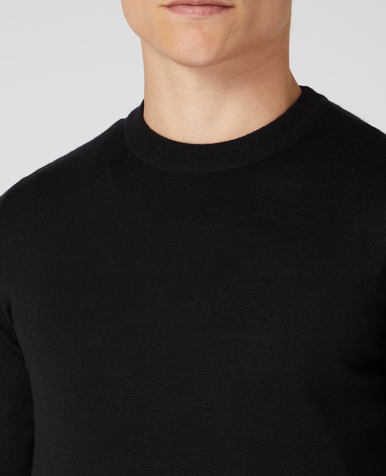 Tapered Fit Merino Wool-Blend Crew Neck Sweater - Image 4