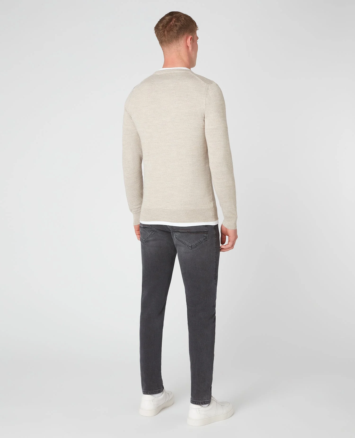 Tapered Fit Merino Wool-Blend Crew Neck Sweater - Image 3