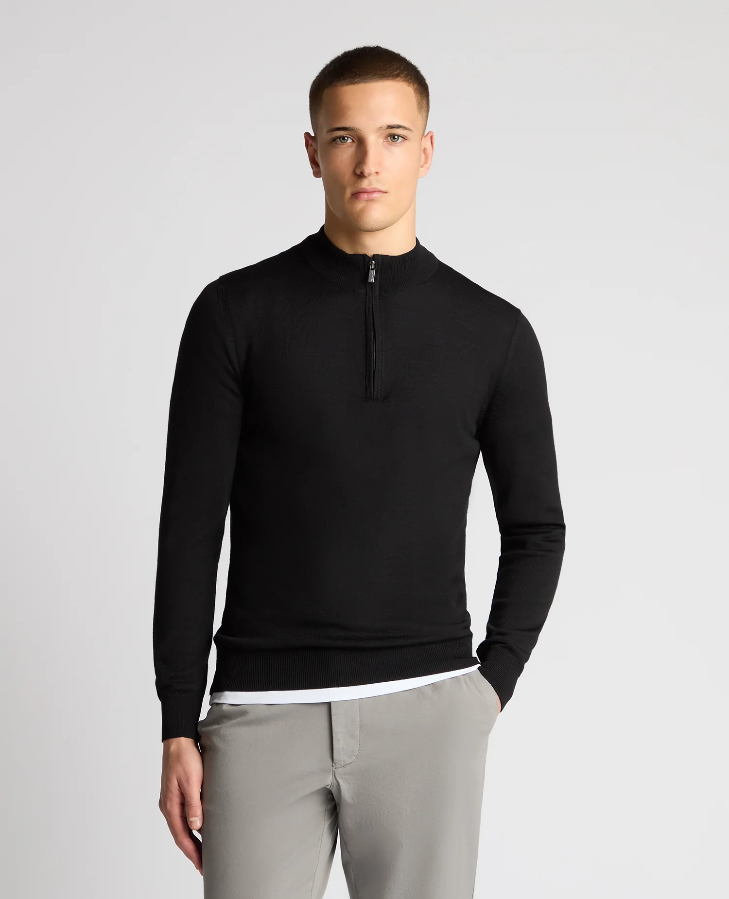 Tapered Fit Merino Wool-Blend Half Zip Sweater - Image 5