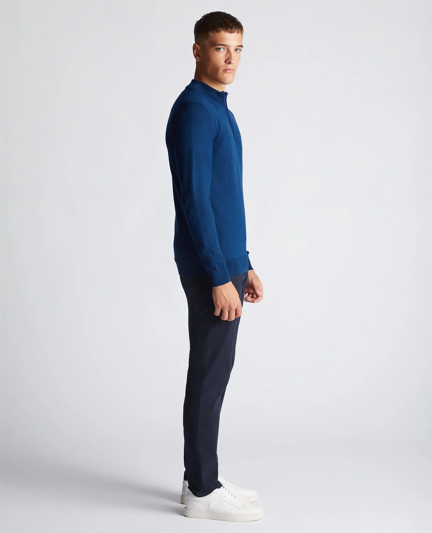 Tapered Fit Merino Wool-Blend Half Zip Sweater - Image 4