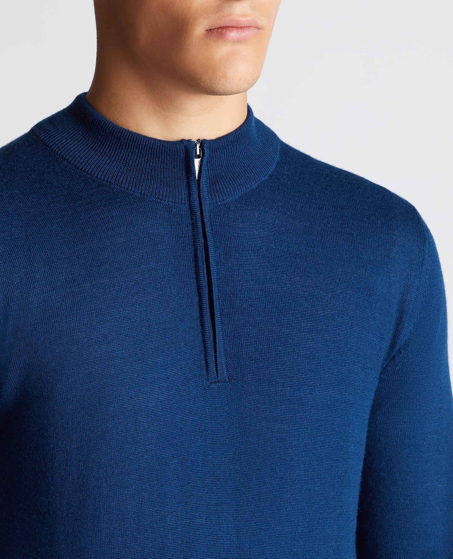 Tapered Fit Merino Wool-Blend Half Zip Sweater - Image 5