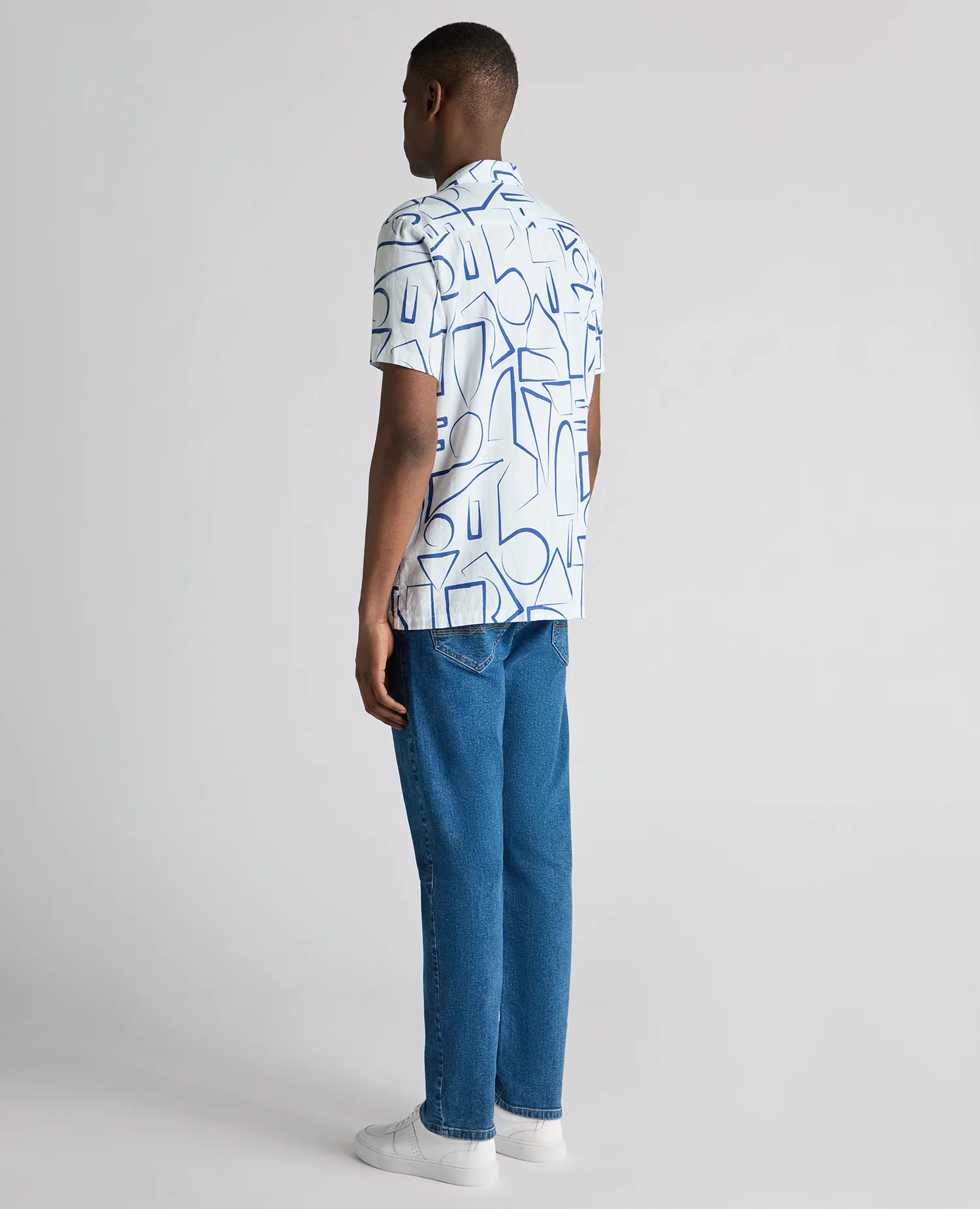 Relaxed Fit Linen-Blend Abstract Print Shirt - Image 3