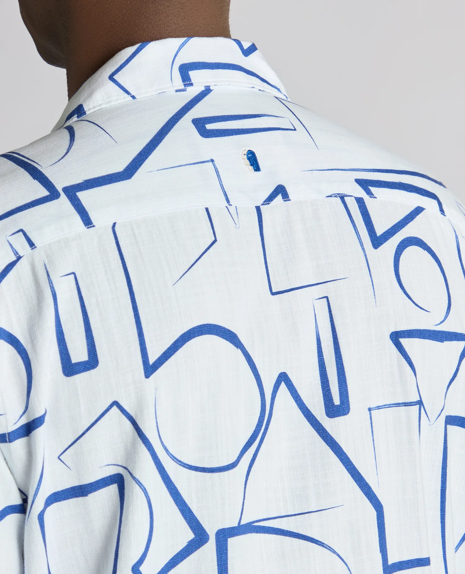 Relaxed Fit Linen-Blend Abstract Print Shirt - Image 6