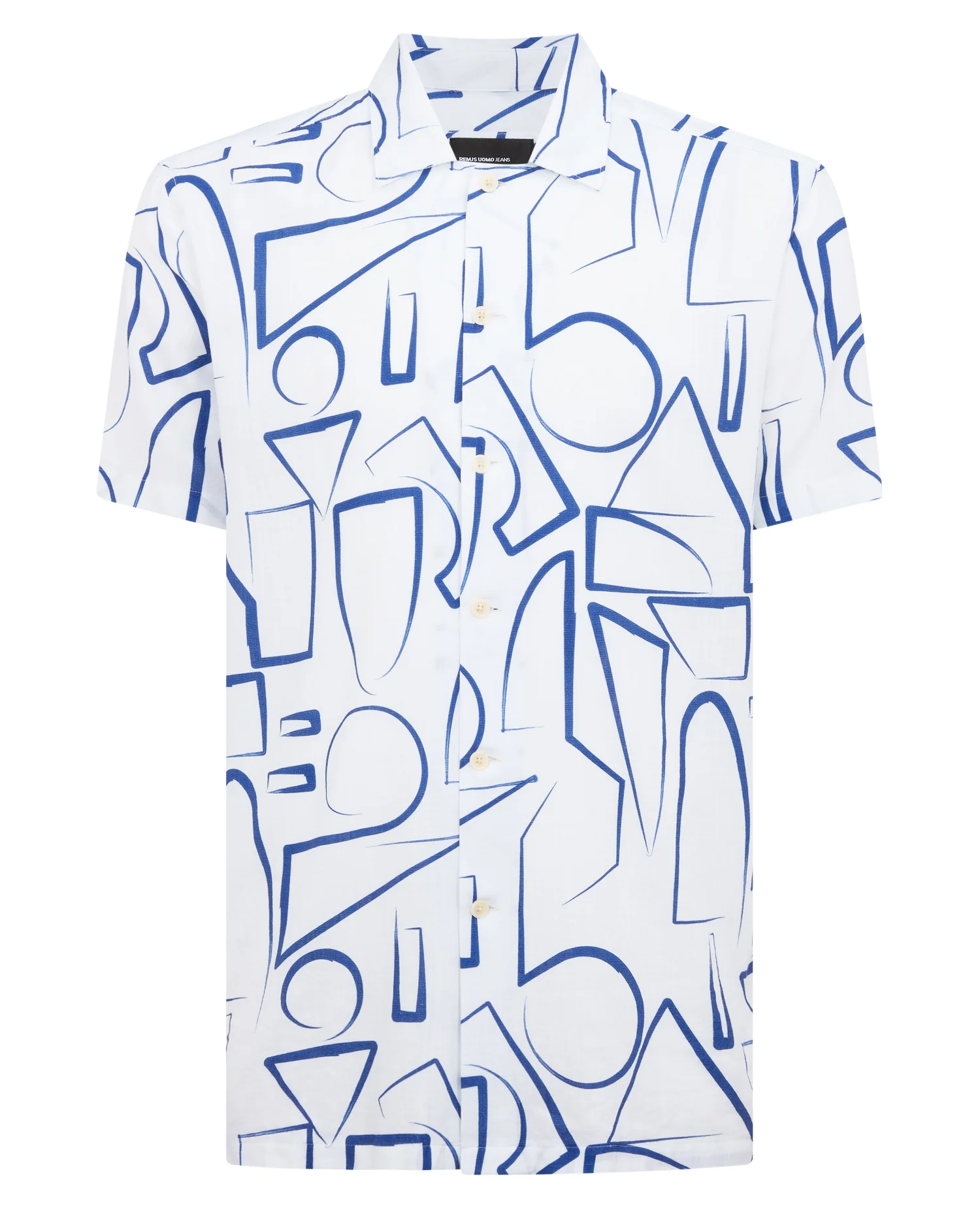 Relaxed Fit Linen-Blend Abstract Print Shirt - Image 7