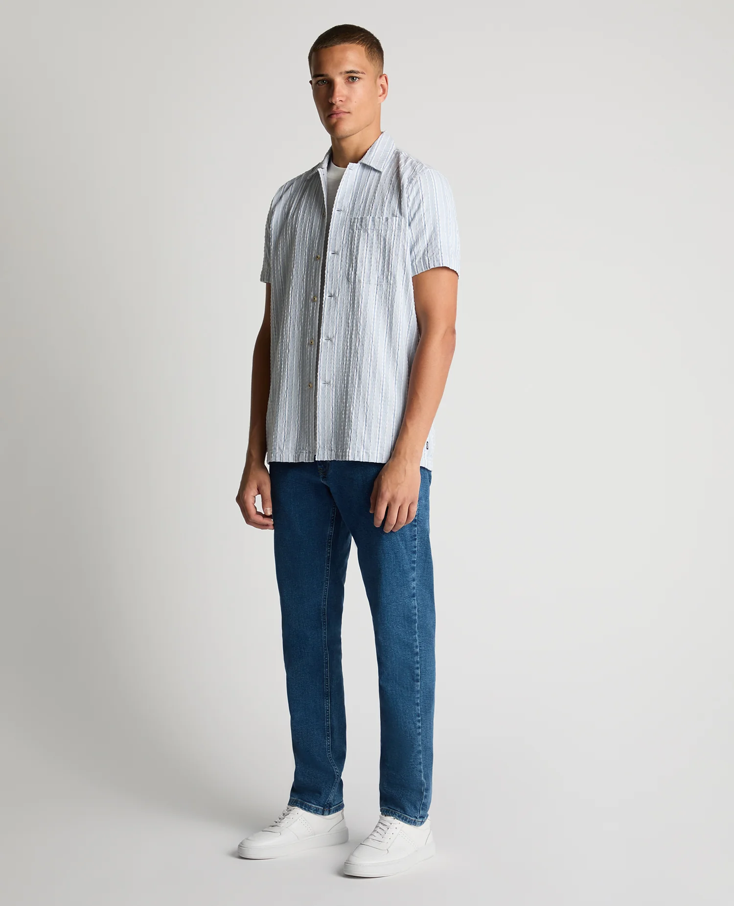 Tapered Fit Striped Seersucker Shirt - Image 2