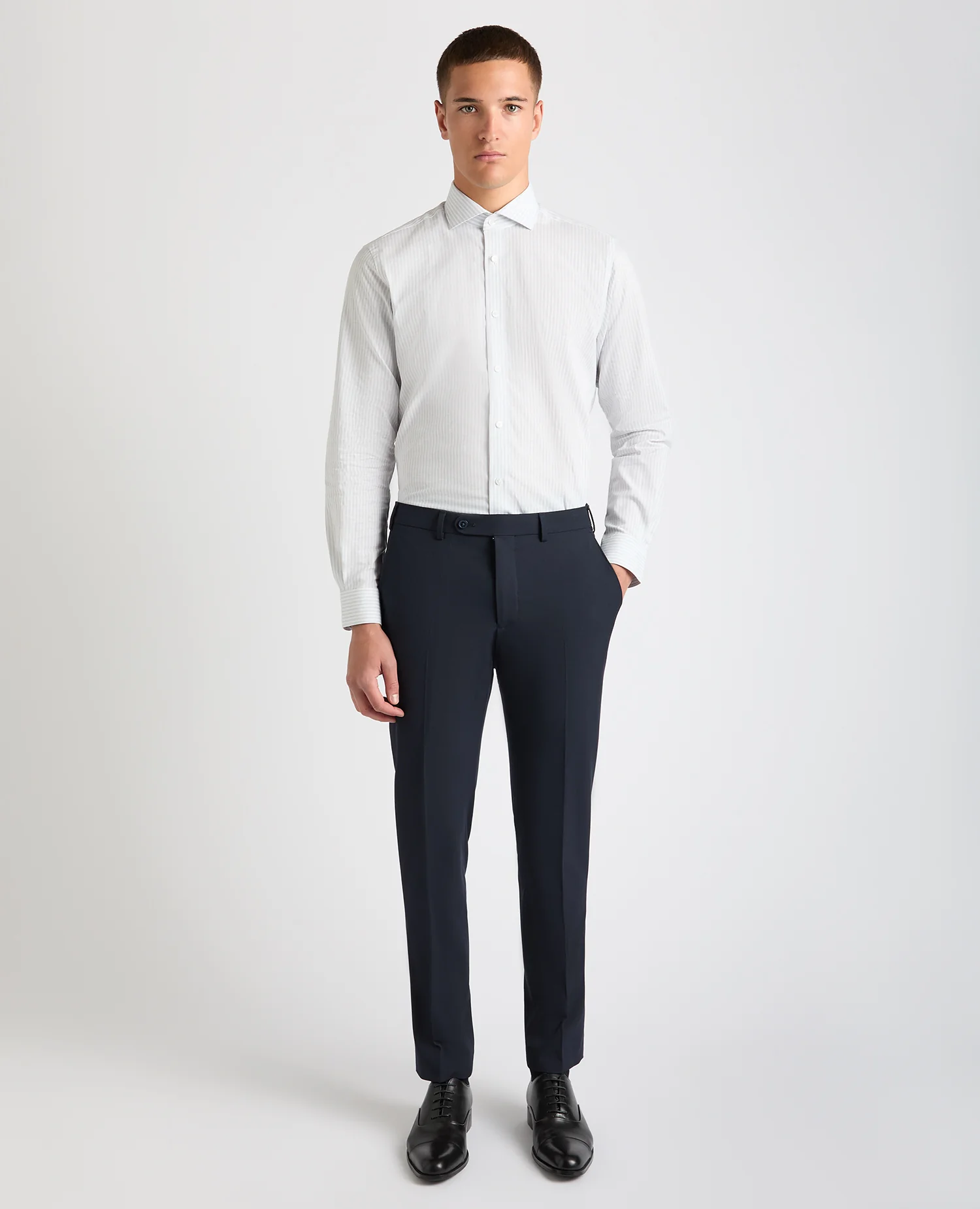 Tapered Fit Cotton-Linen Stripe Shirt - Image 2