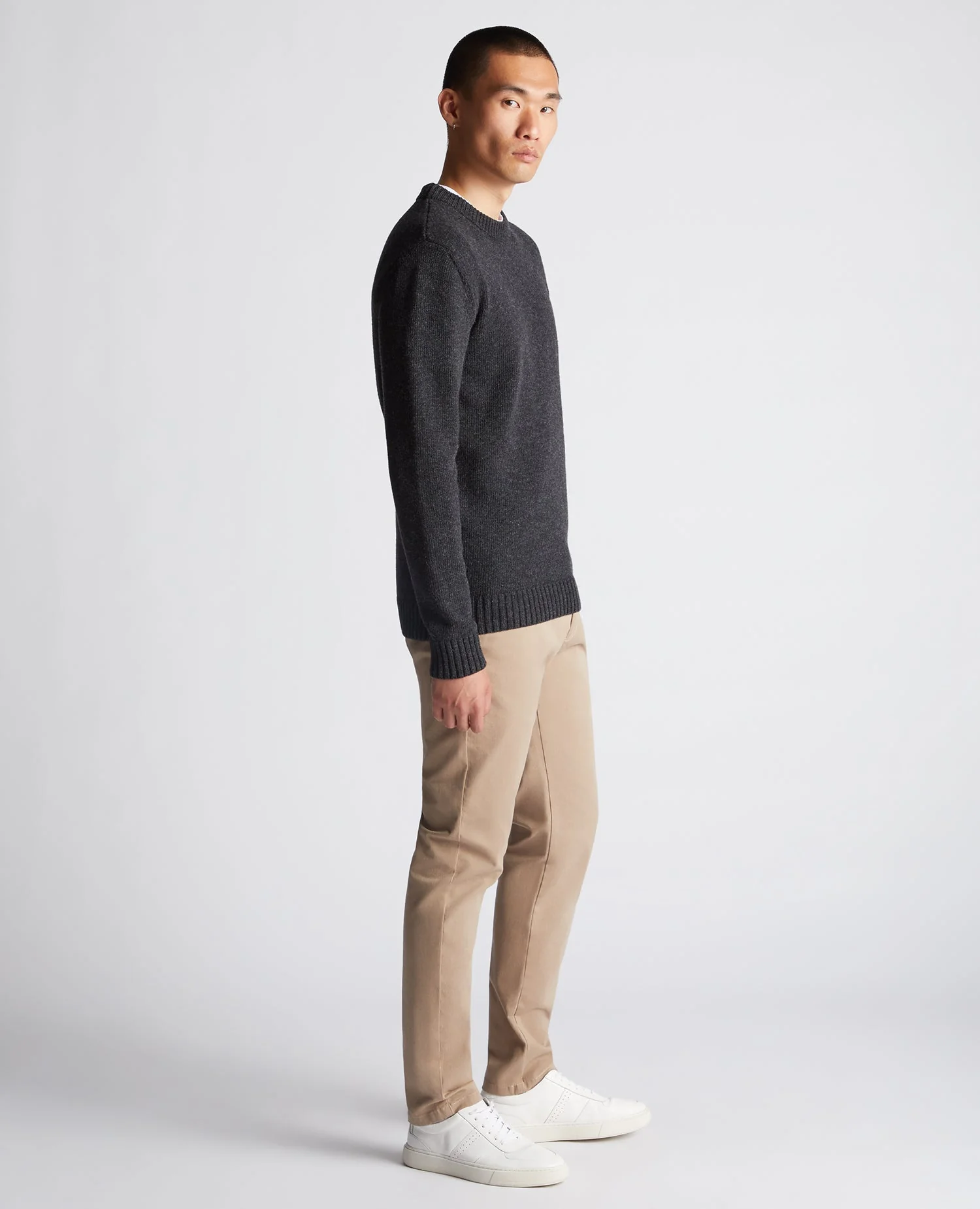 Tapered Fit Wool-Blend Crew Neck Sweater - Image 4