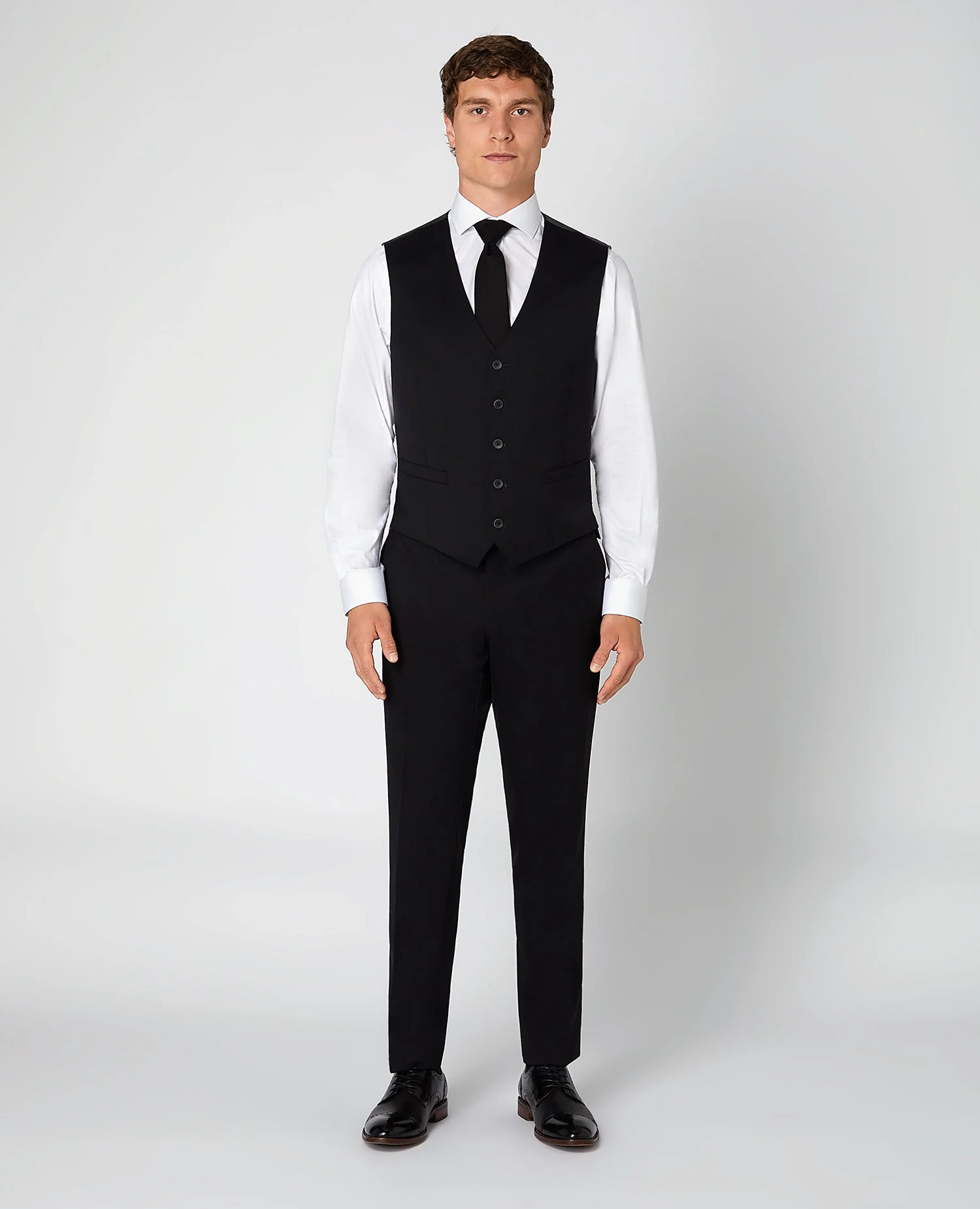 Tapered Fit Wool-Blend Stretch Mix and Match Suit Waistcoat - Image 2