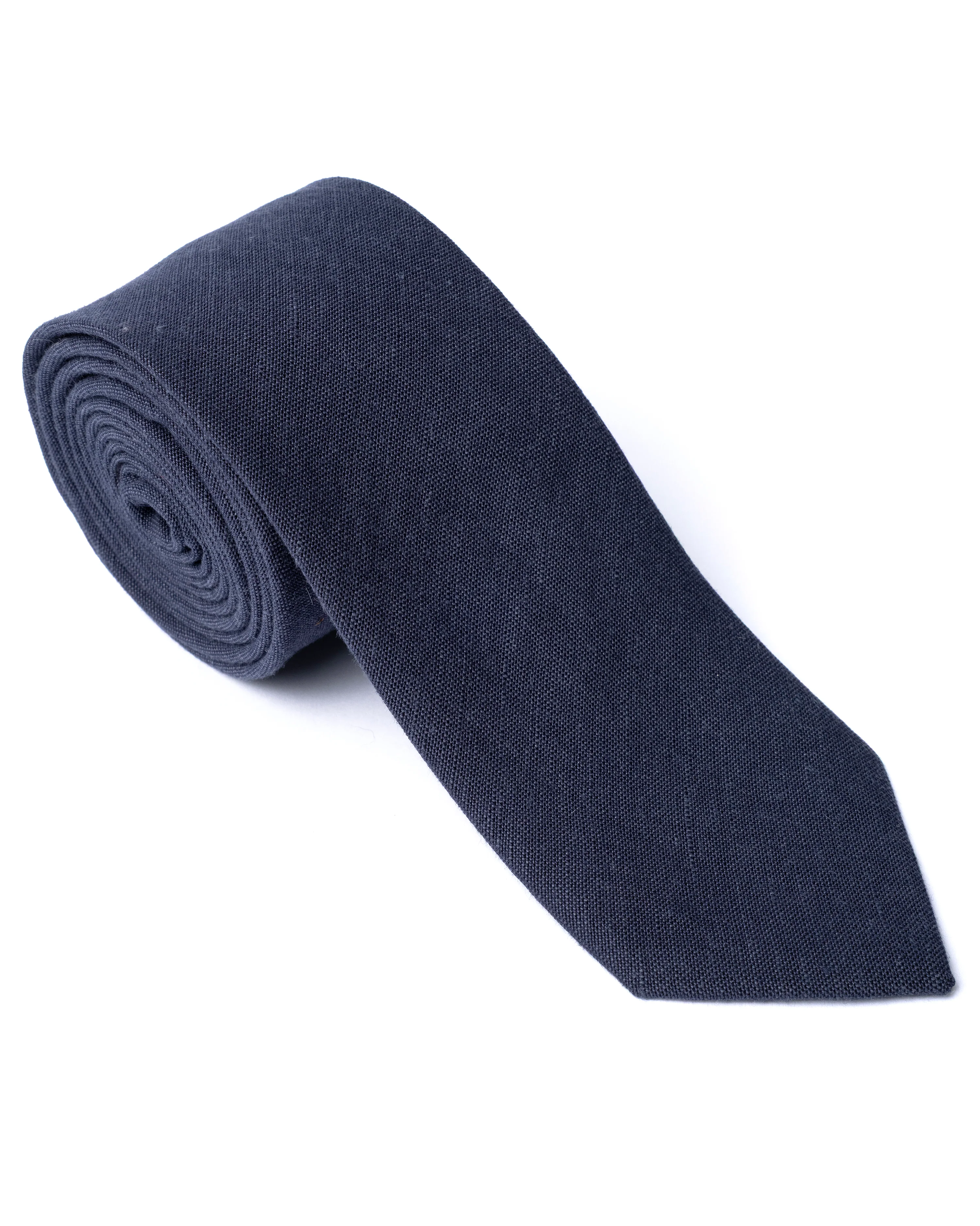 Navy Plain Linen Blend Tie