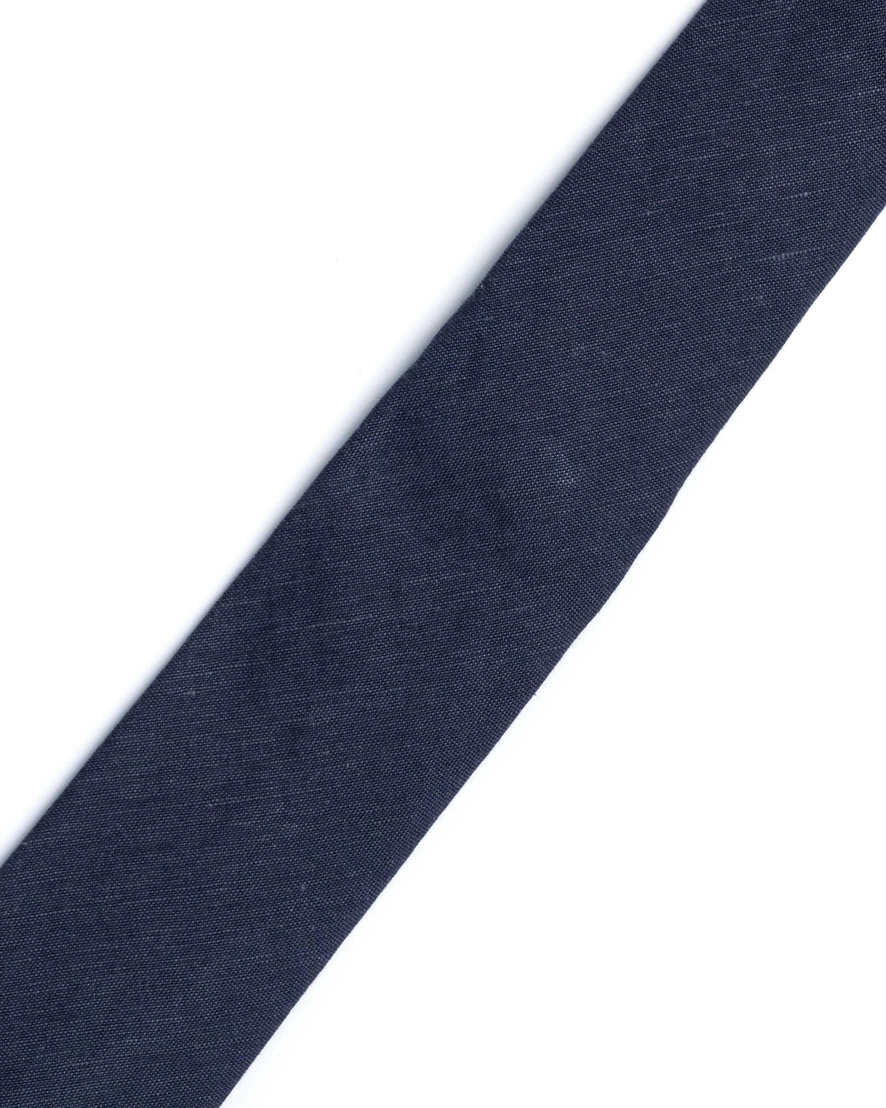 Navy Plain Linen Blend Tie - Image 2