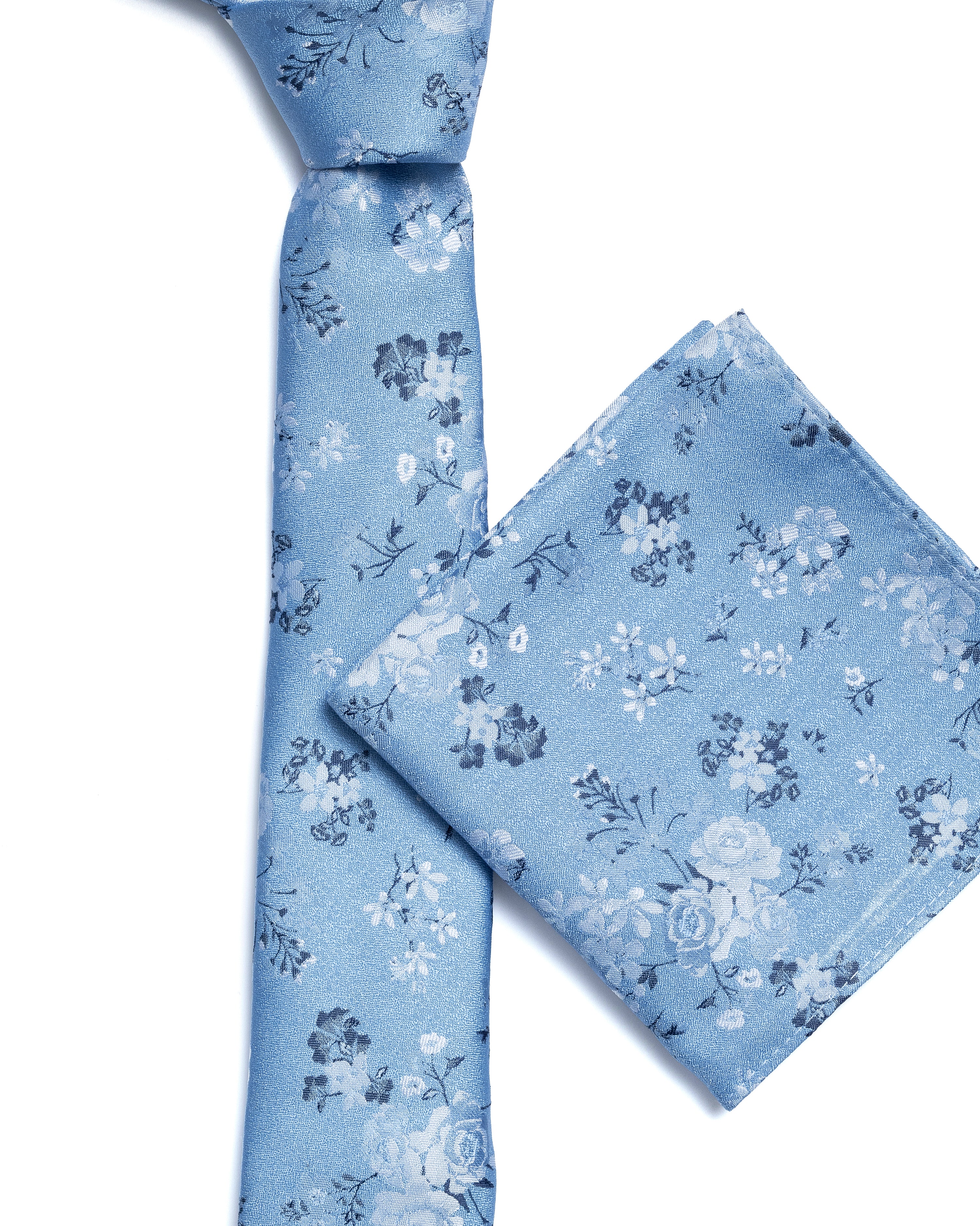Blue Floral Foliage Print Tie - Image 3
