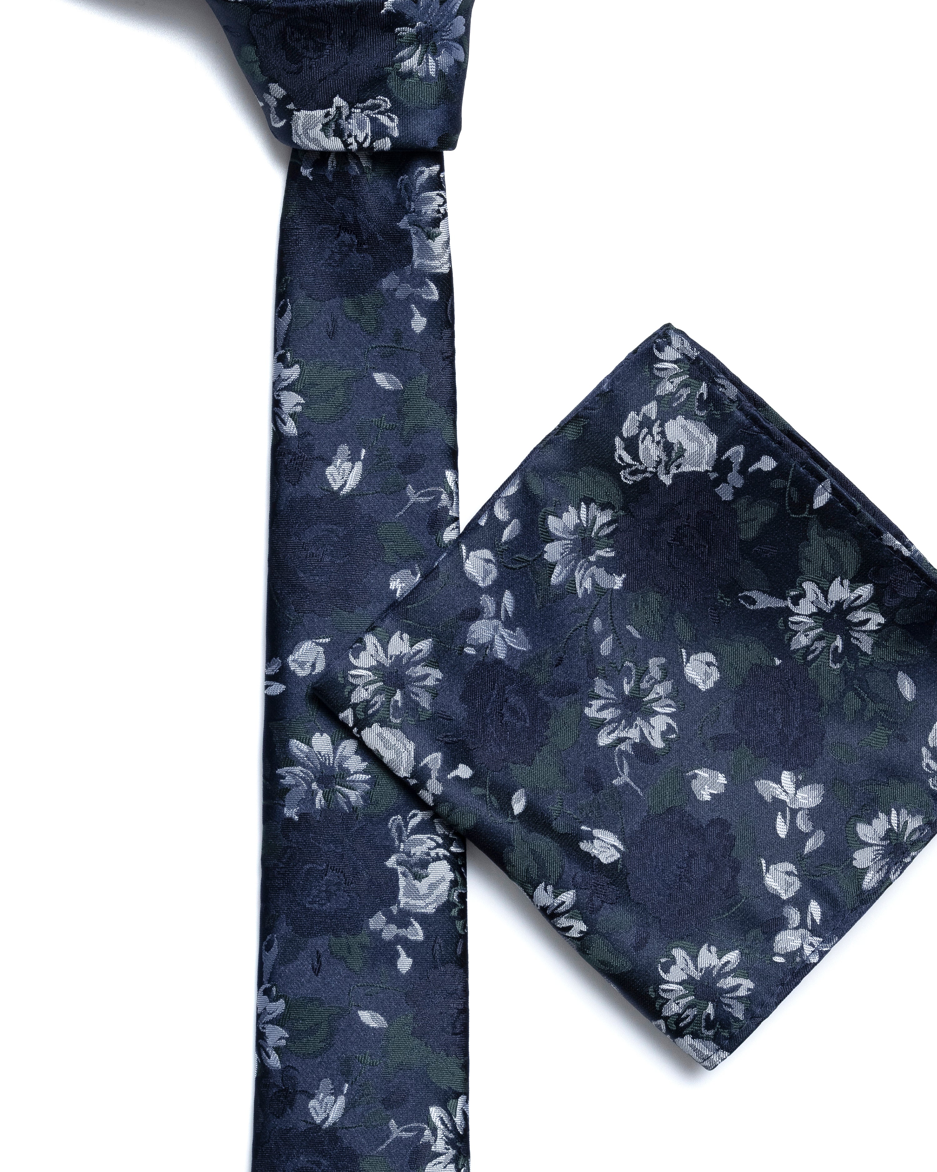 Green Floral Foliage Print Tie - Image 3