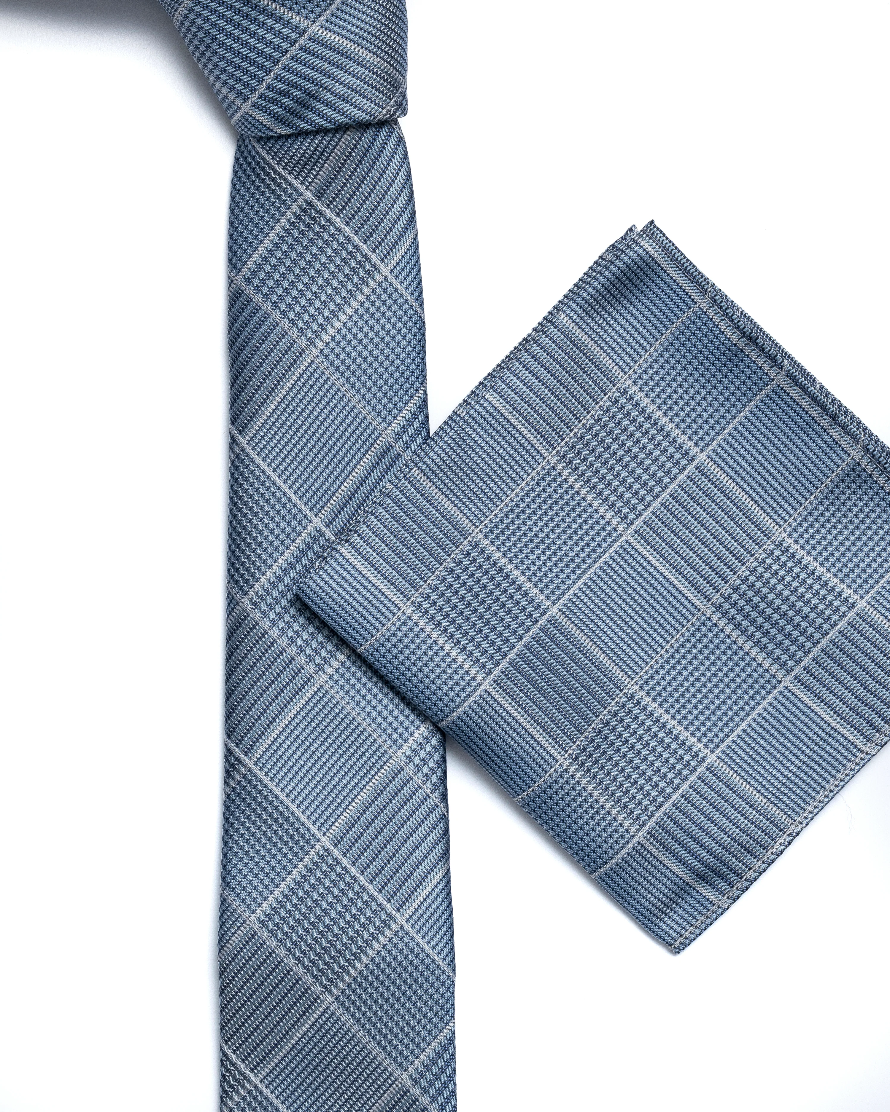 Blue Woven Check Tie - Image 3