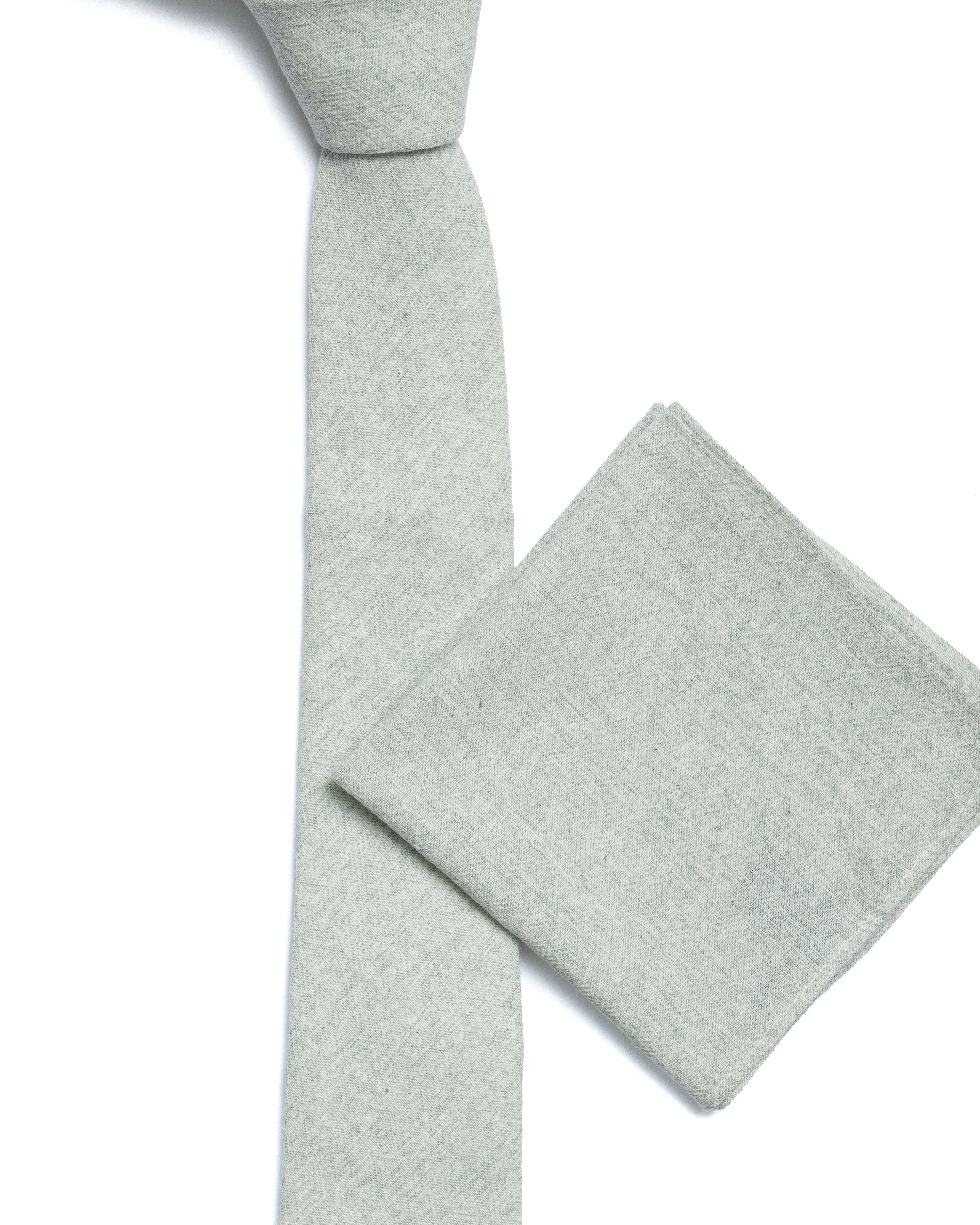 Green Plain Cotton-Linen Tie - Image 3