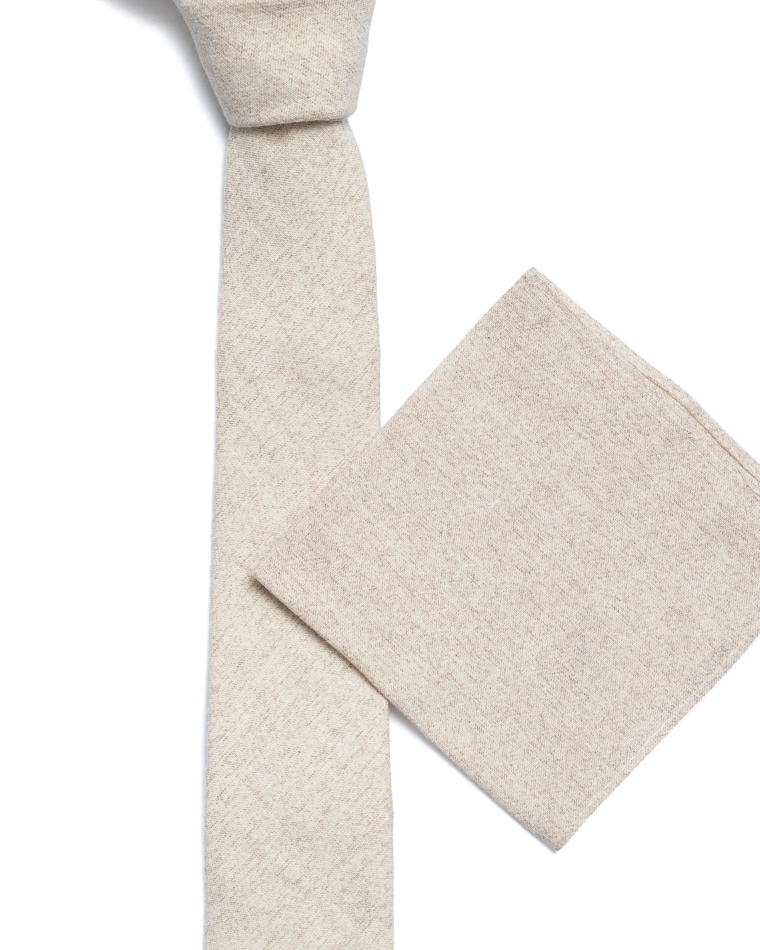 Brown Plain Cotton-Linen Tie - Image 3