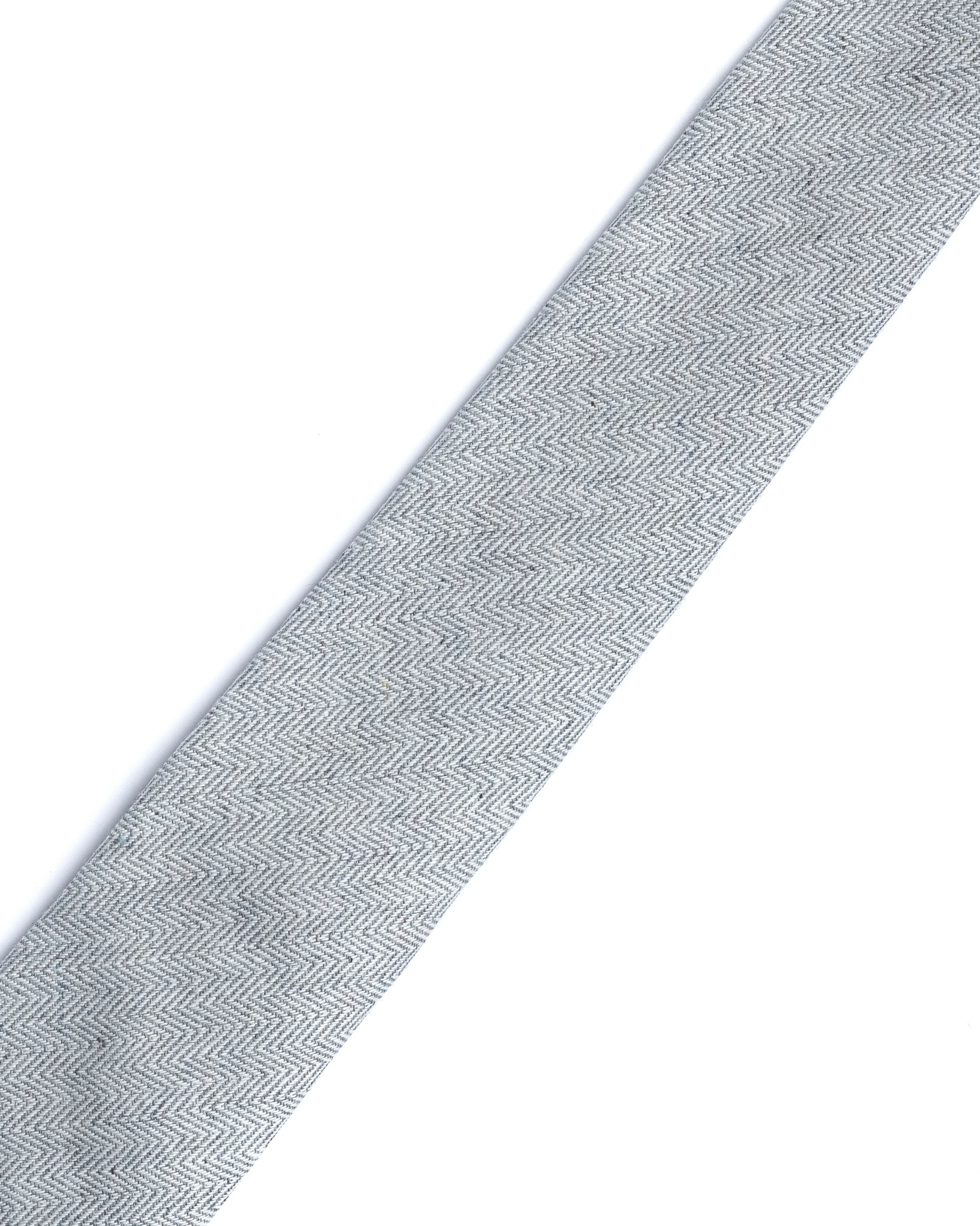 Grey Herringbone Cotton-Linen Tie - Image 2