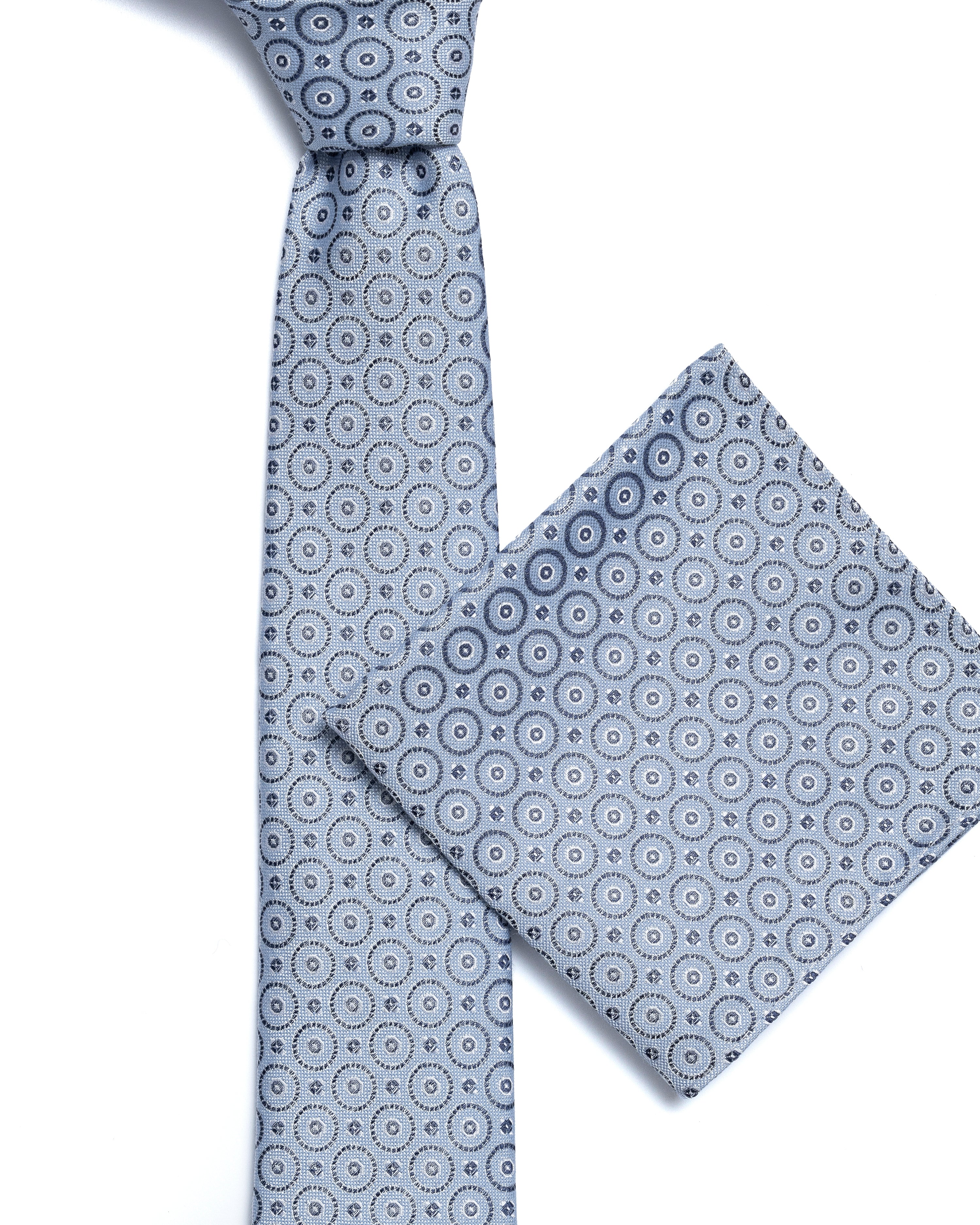 Blue Pattern Silk Tie - Image 3