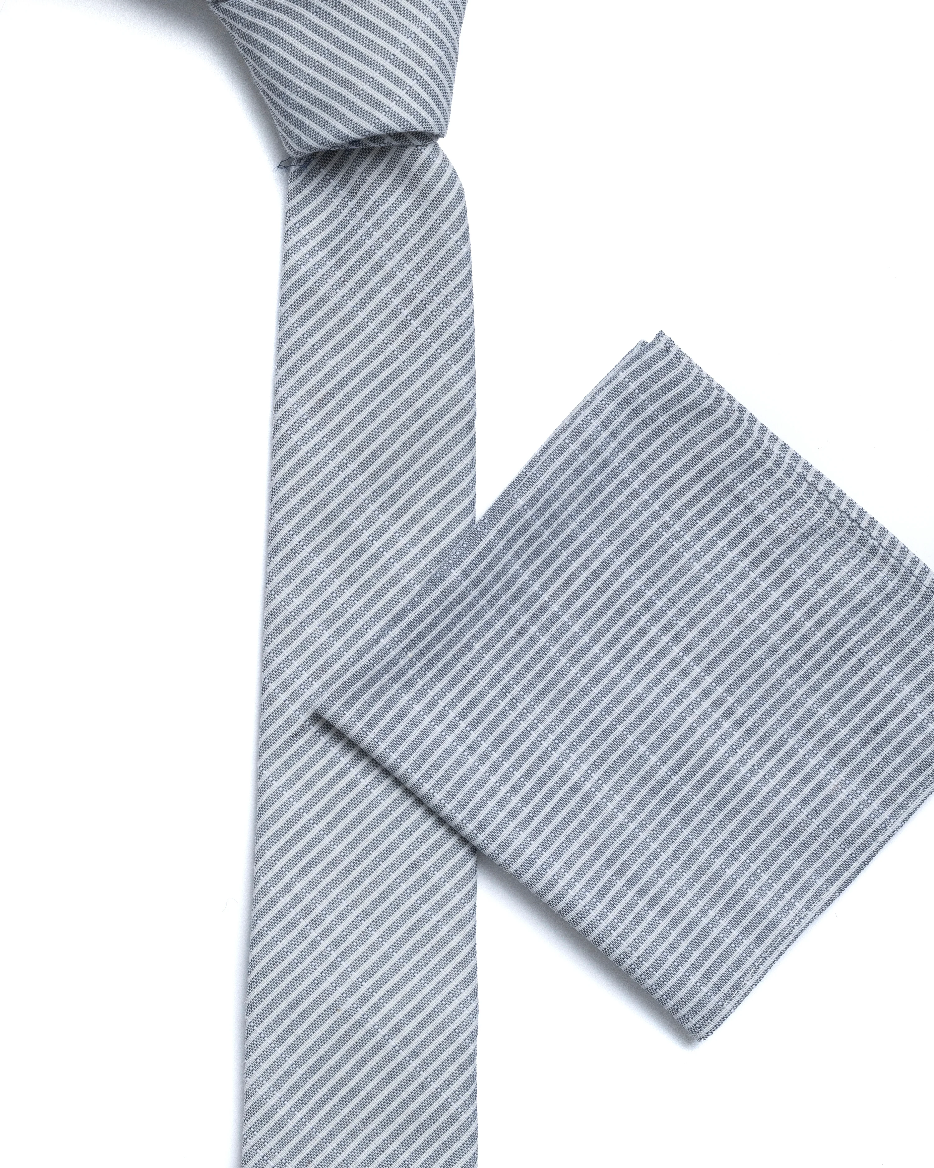 Blue Stripe Cotton-Linen Tie - Image 3