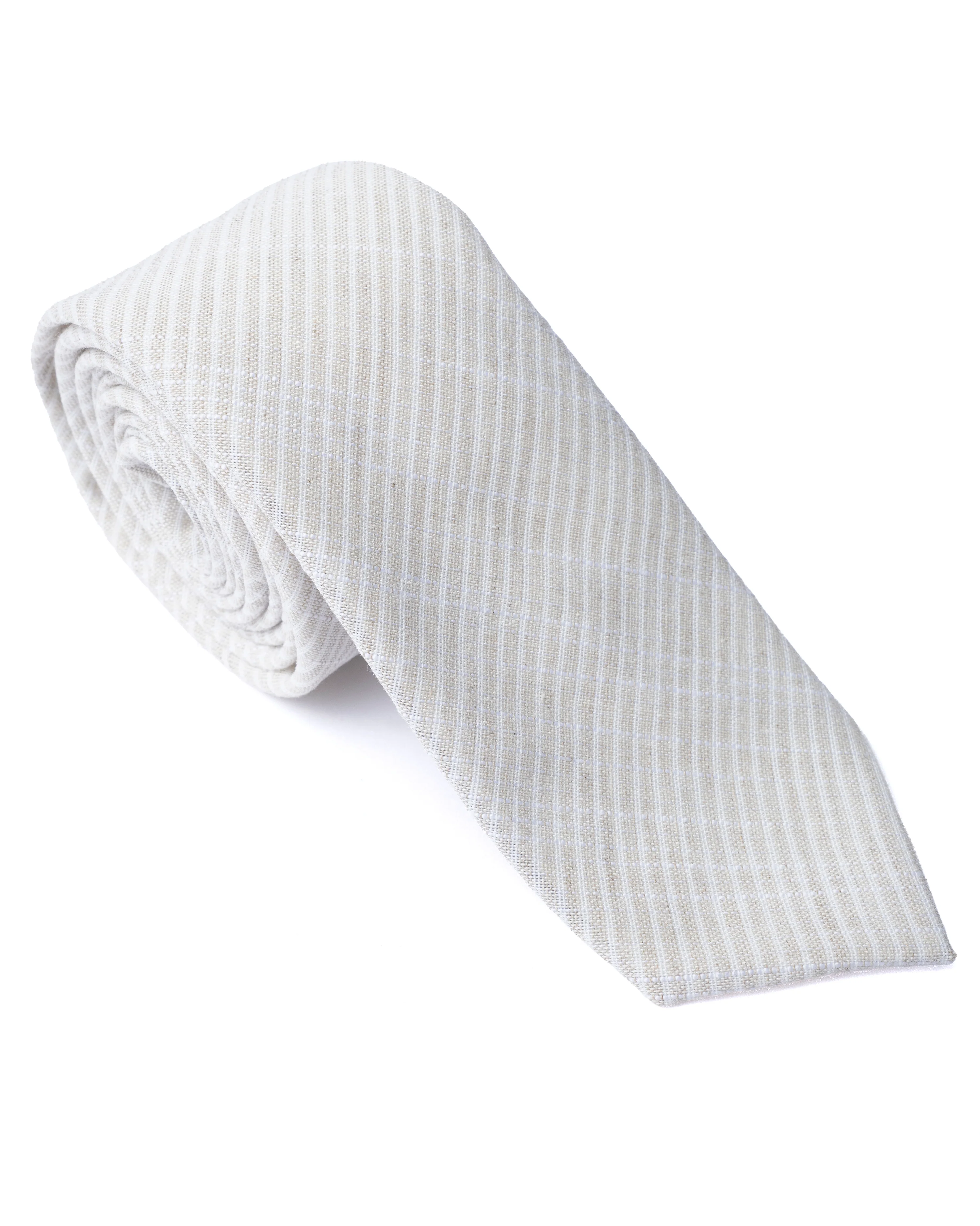 Stone Stripe Cotton-Linen Tie