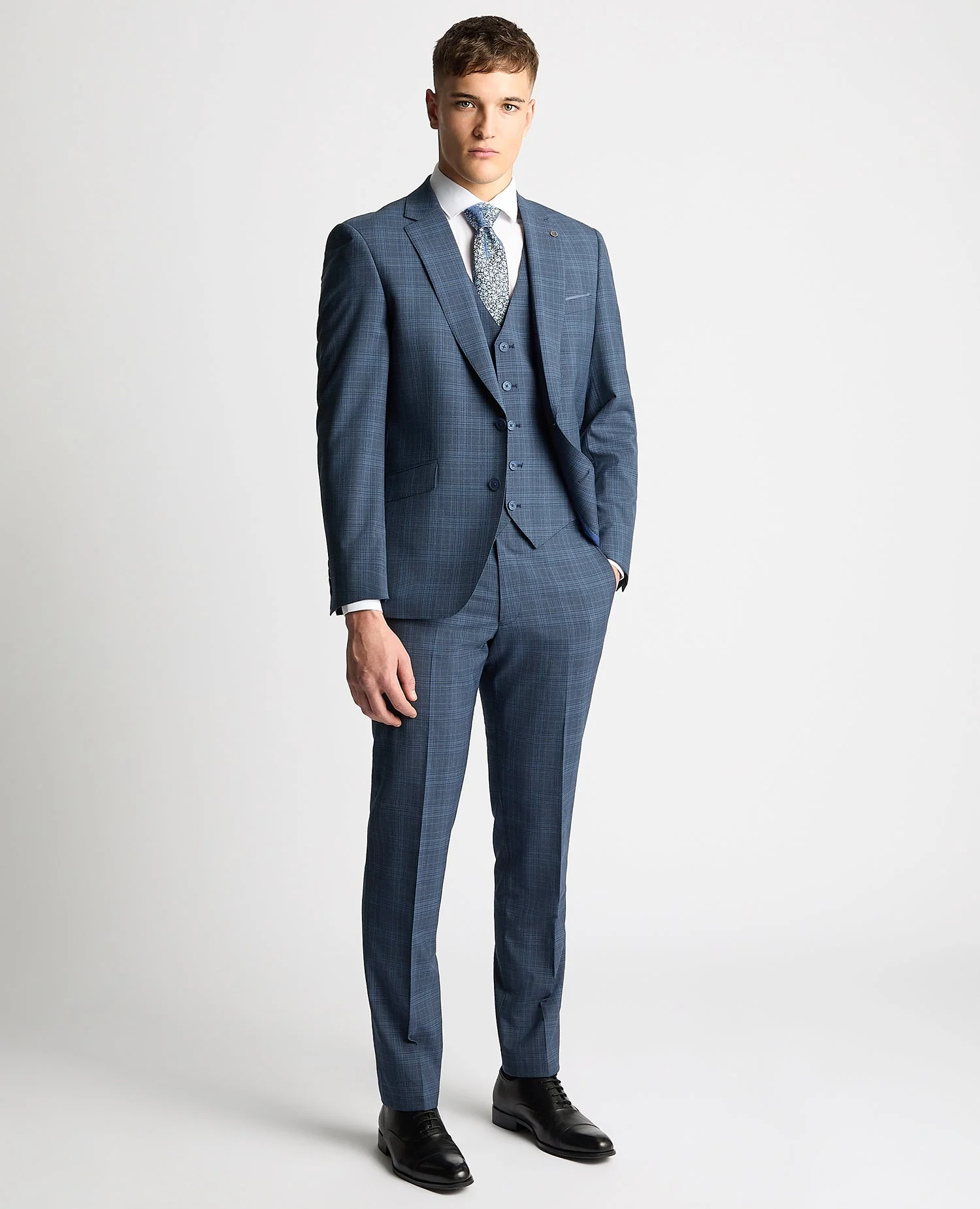 Tapered Fit Checked Wool Bend Waistcoat - Image 2
