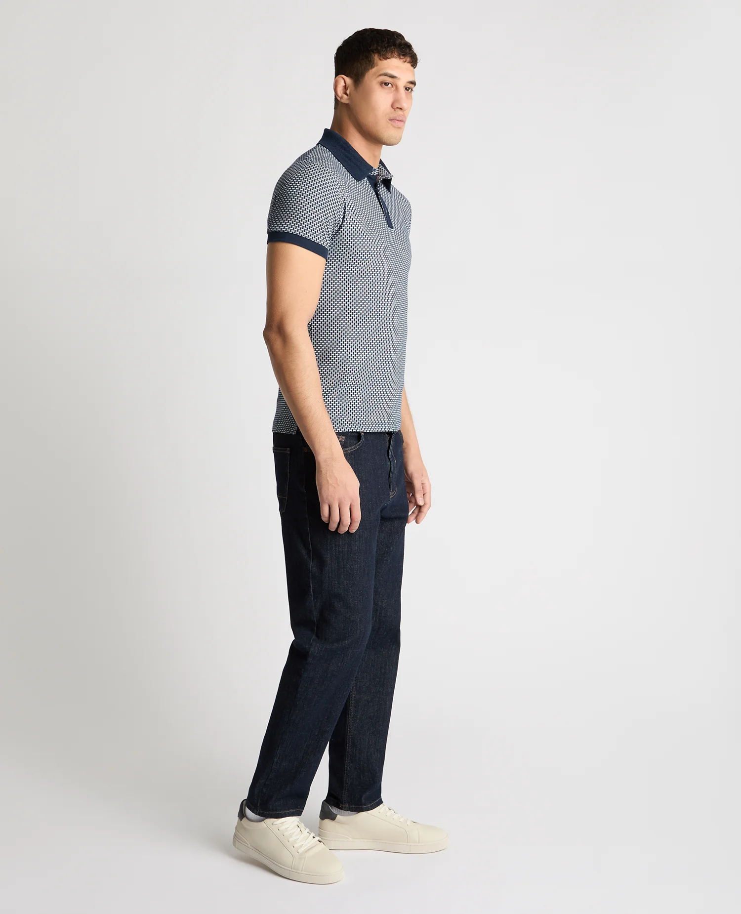 Weave Design Stretch Polo Shirt - Image 4